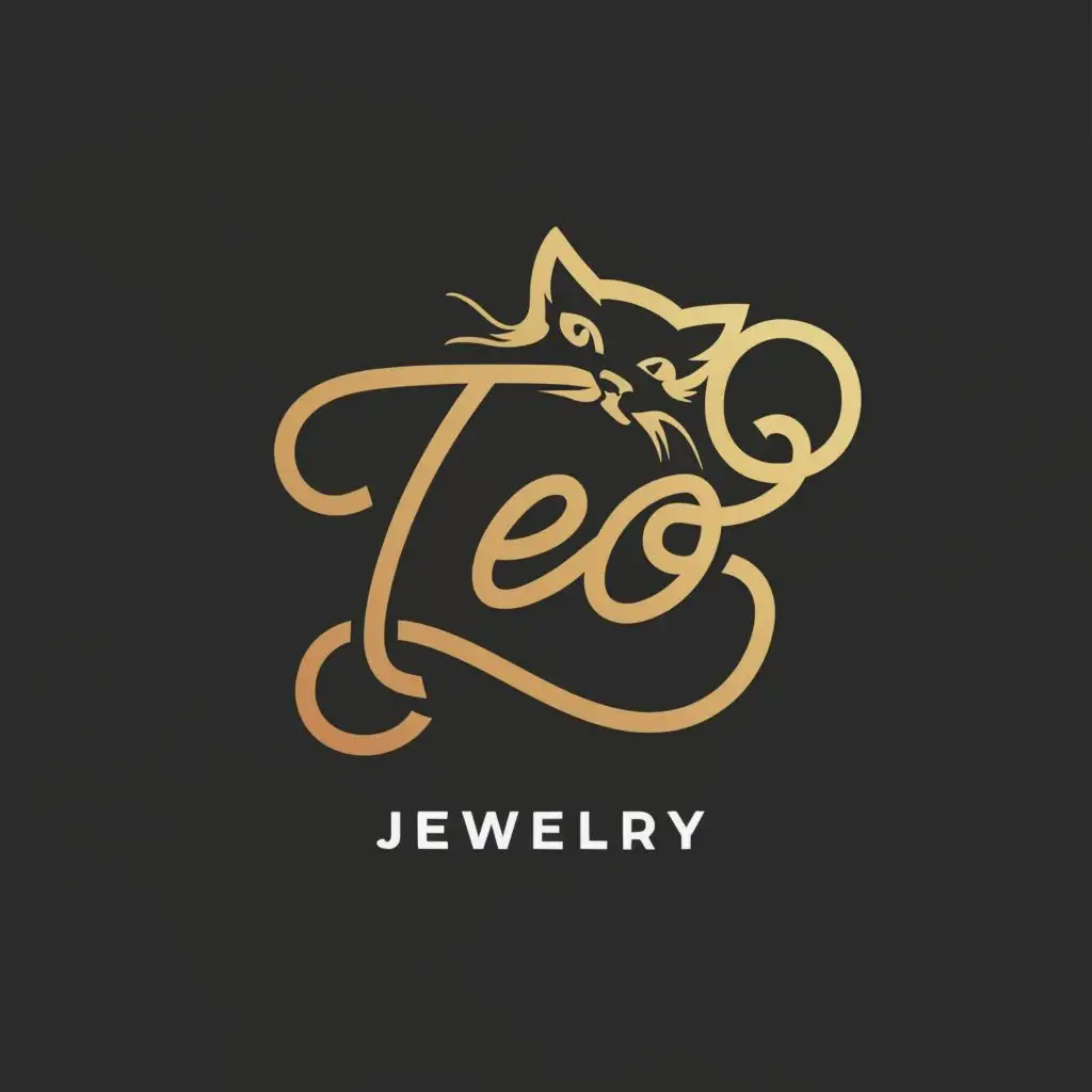 a logo design,with the text "Teo jewelry", main symbol:cat,Moderate,be used in Animals Pets industry,clear background