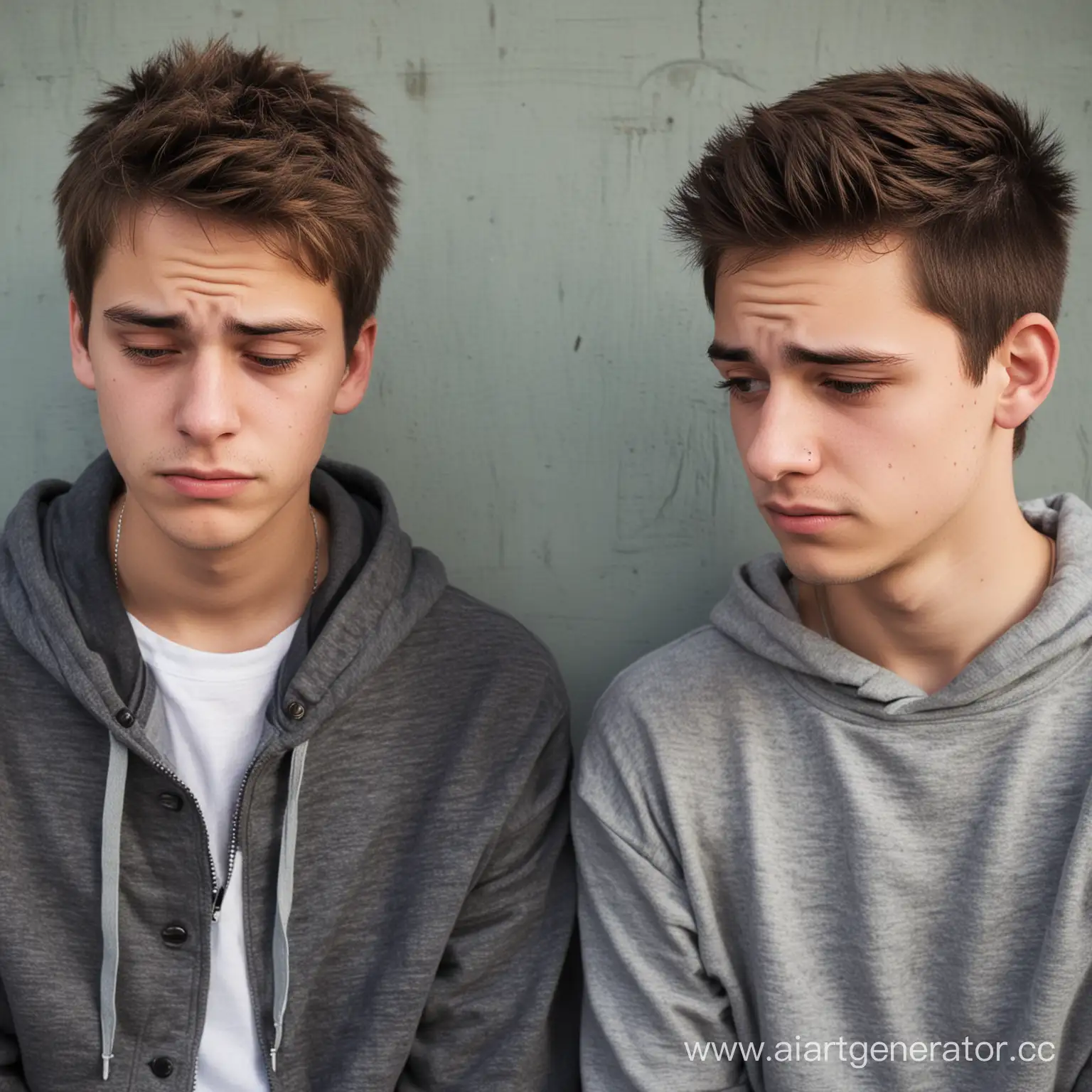 двое парней парней
подростки разговор грусть\