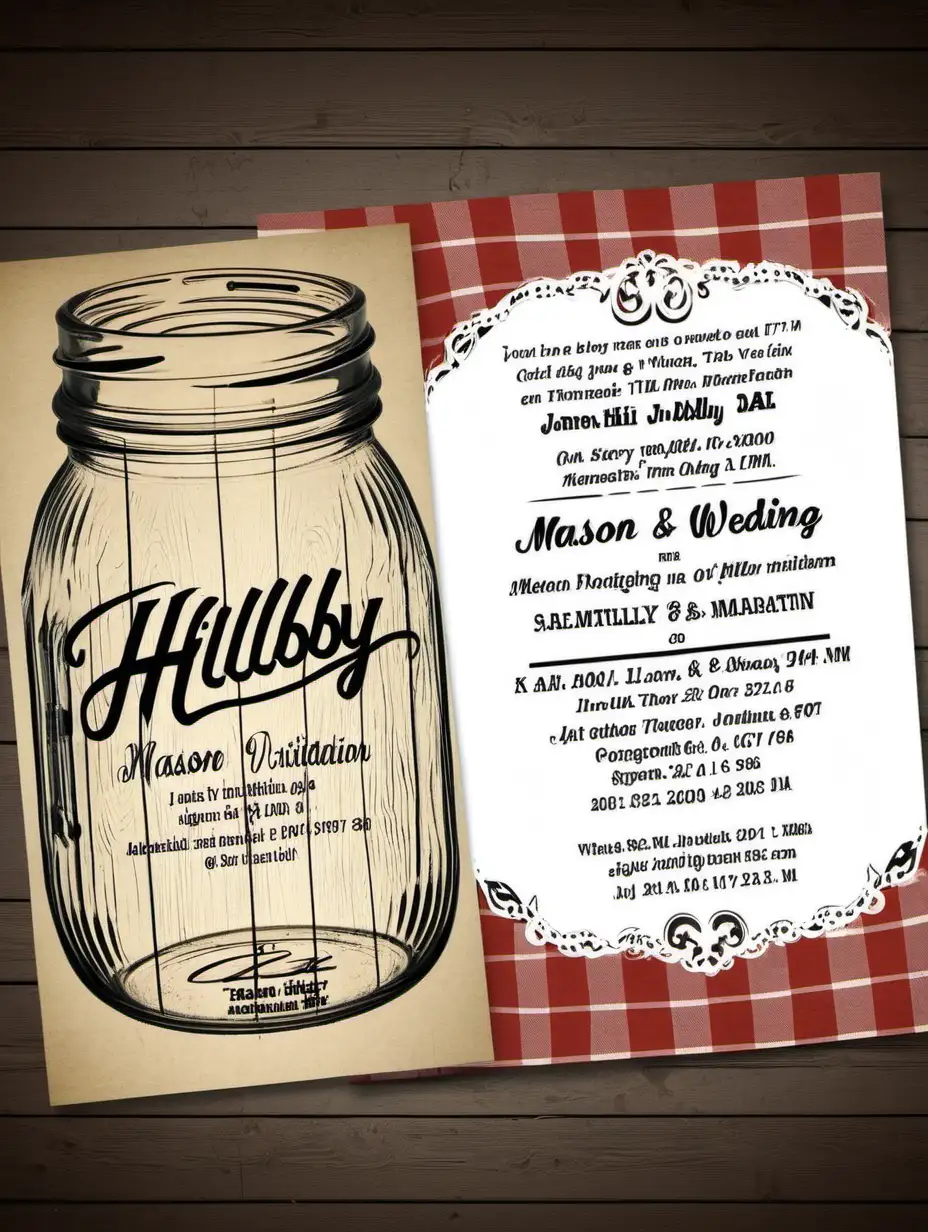 hillbilly-themed mason jar wedding invitation.