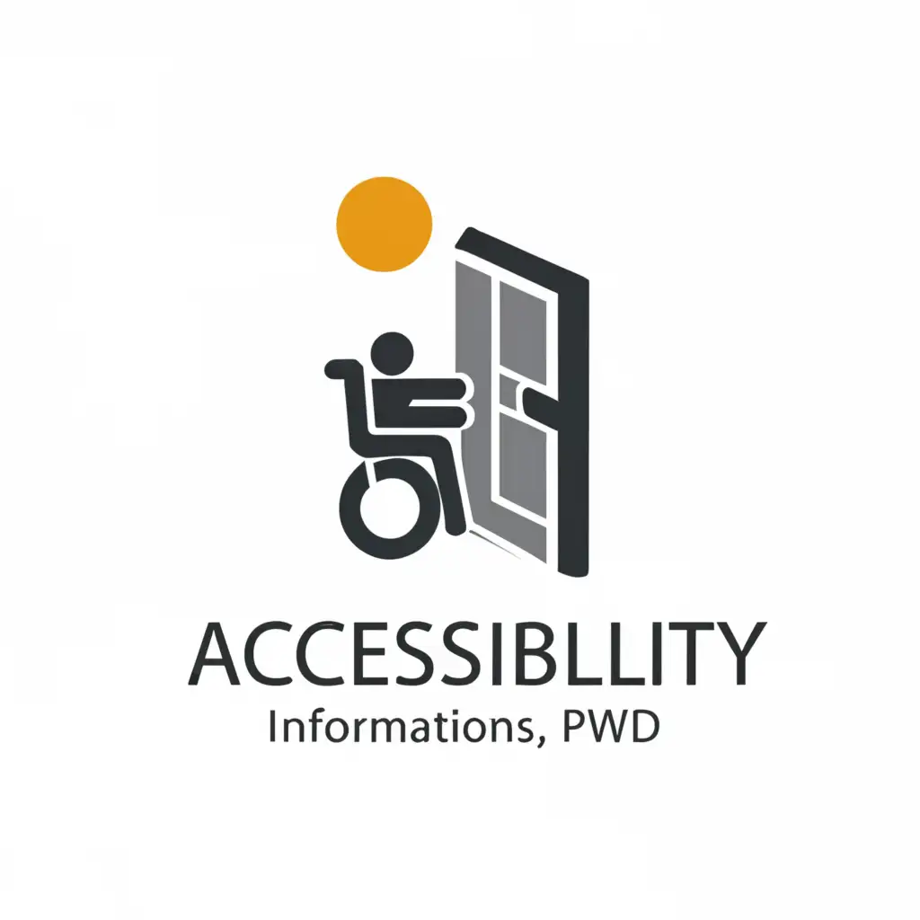 a logo design,with the text "accessibility", main symbol:accessibility, information, pwd,Minimalistic,clear background