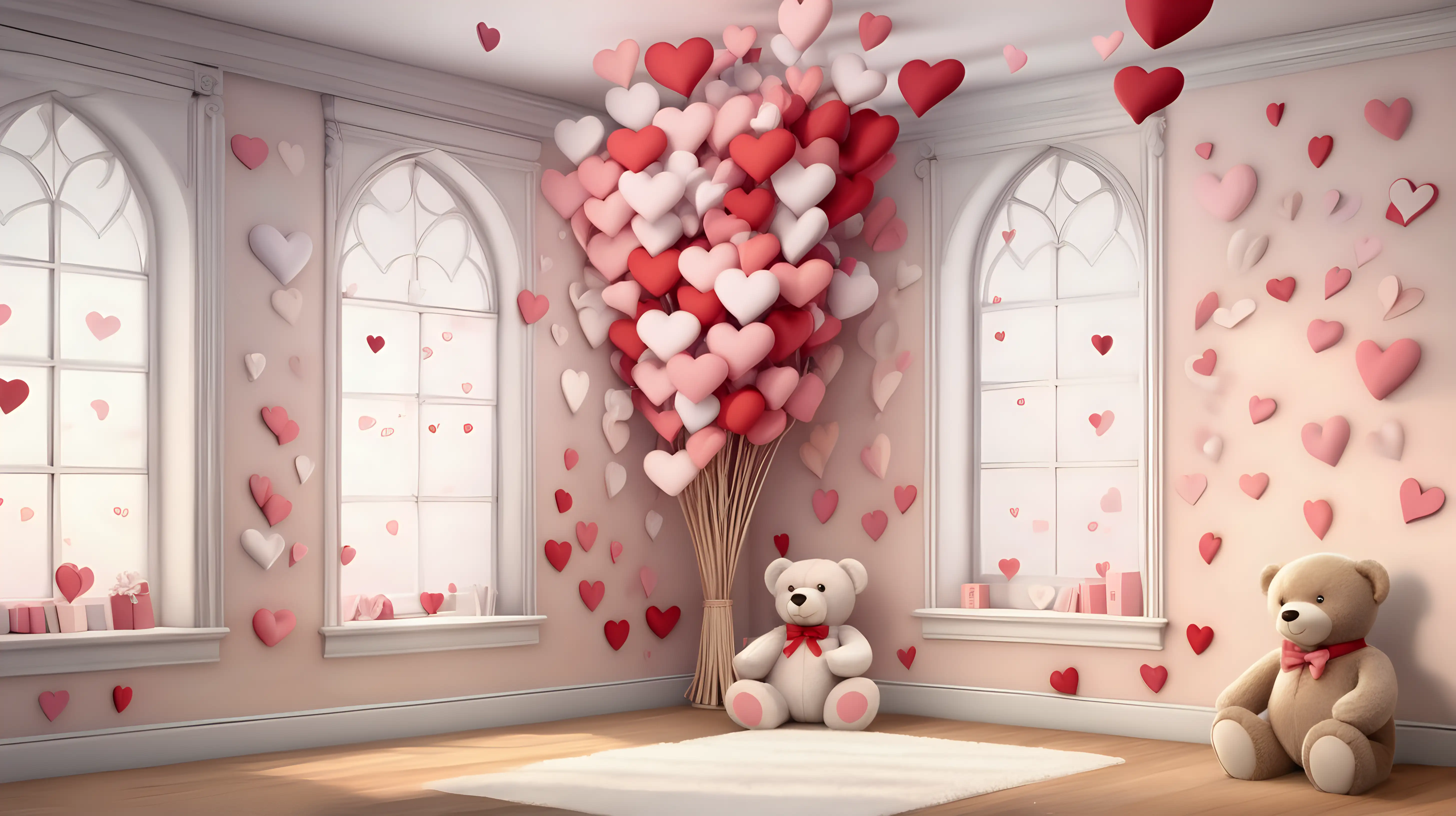 A blank space in the middle, framed by love-infused hearts and cuddly teddy bears, ready for your romantic prose.