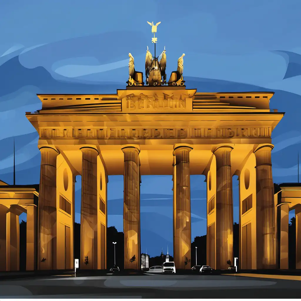 artistic black and white sophisticated illustration of Berlin Brandenburg Tor 