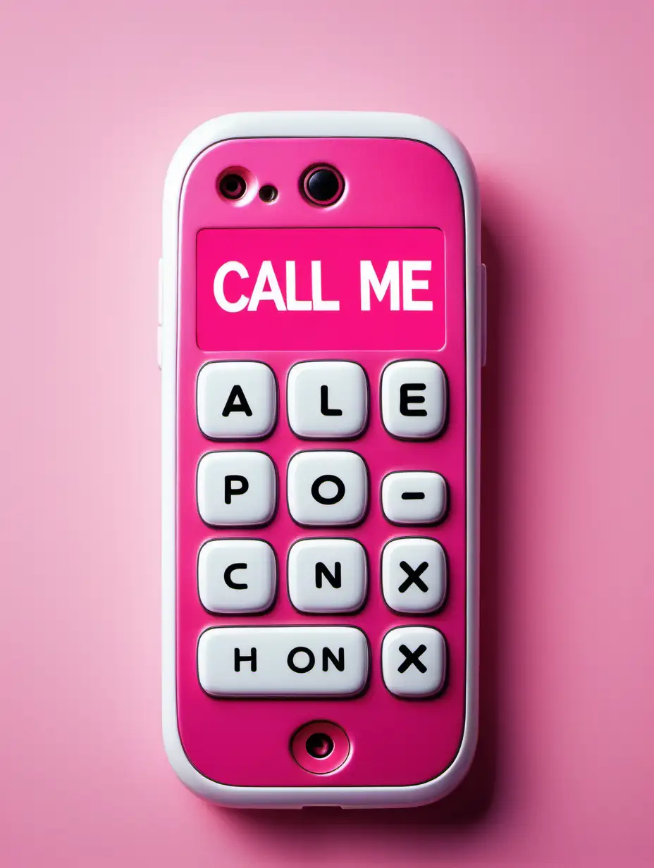 a cute pink and white cellphone that says: call me for phone sex.