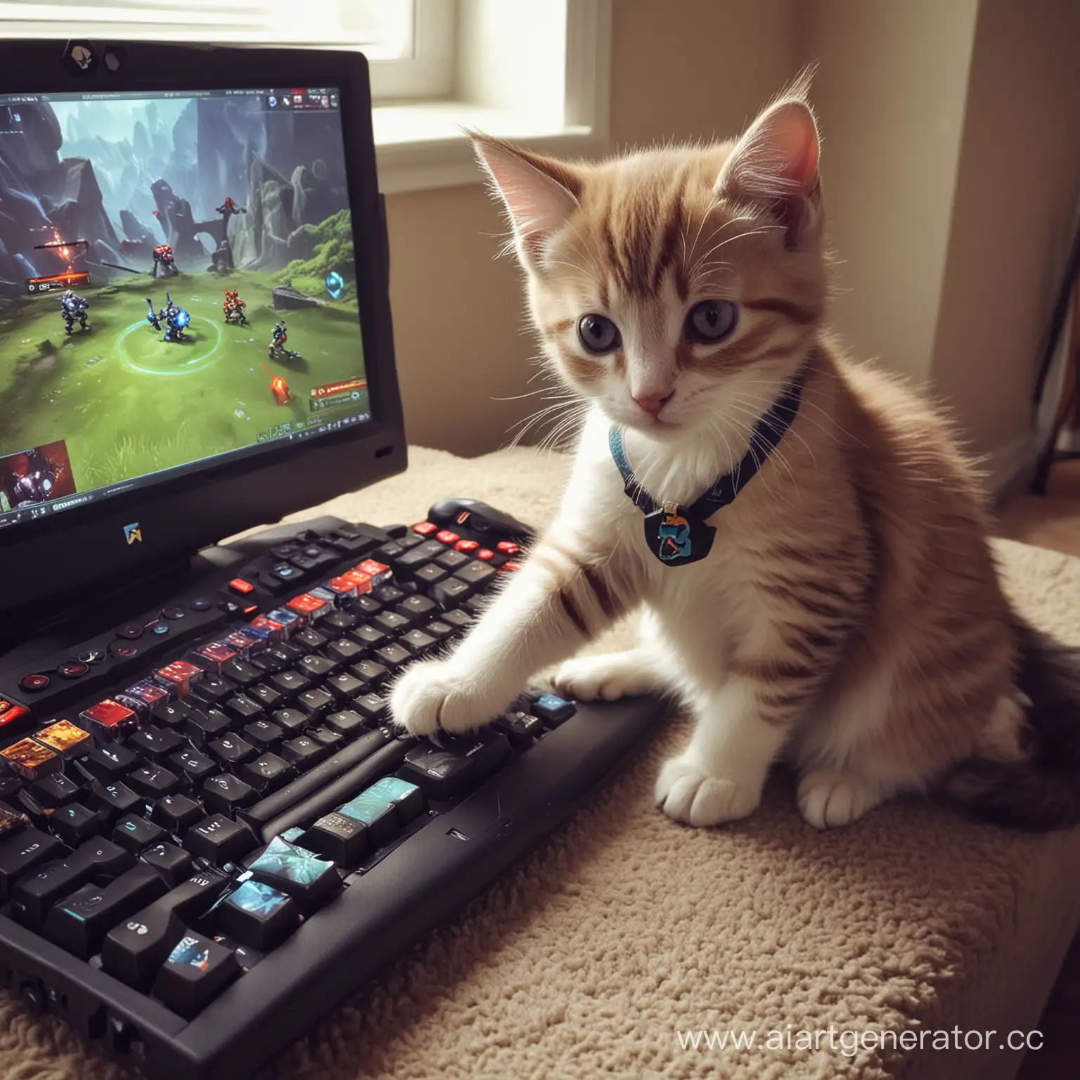 котенок играет в dota 2