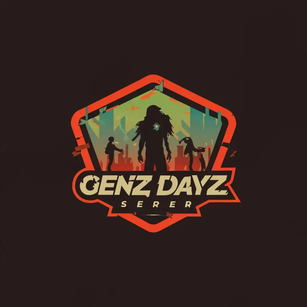 a logo design,with the text 'GenZ DayZ Server', main symbol:DayZ Zombie post apocalypse ,complex,be used in Entertainment industry,clear background