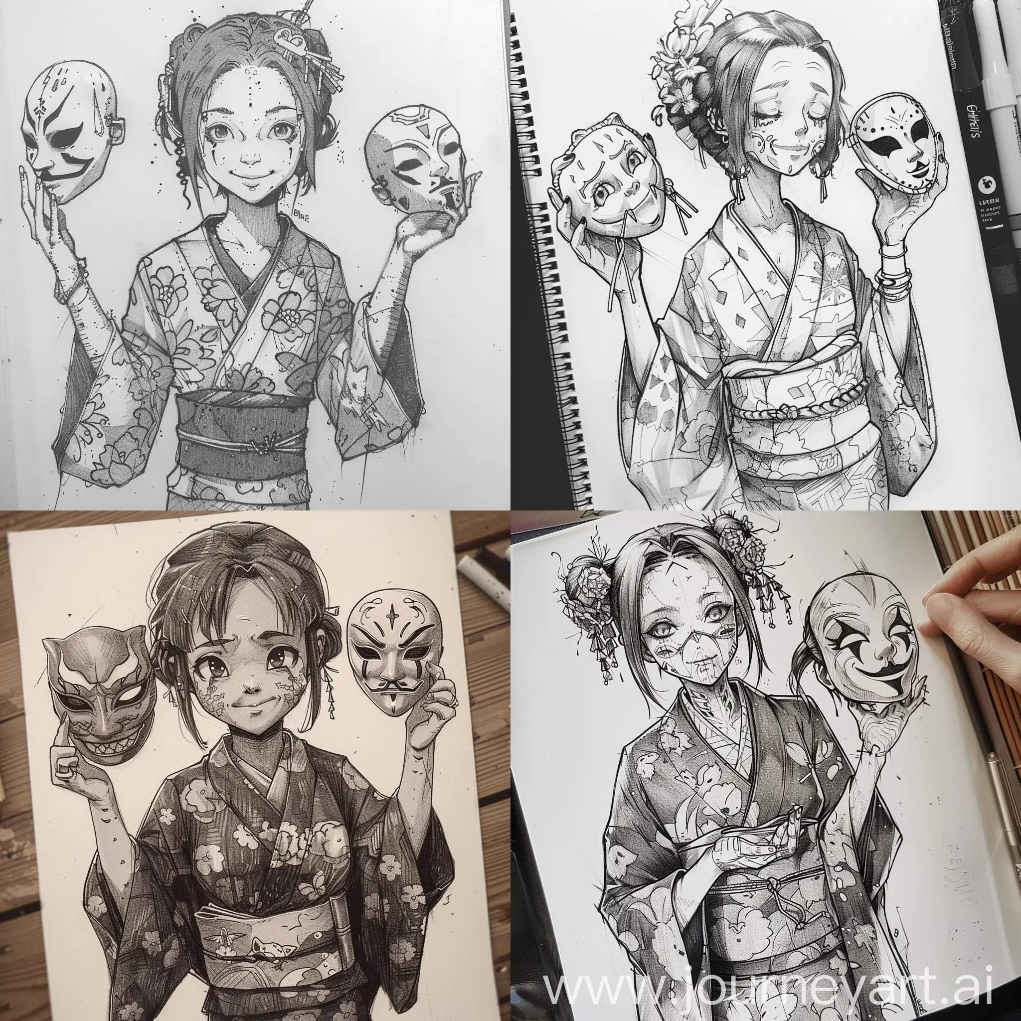 Kimonos-and-Emotions-Cyberpunk-Tattoo-Sketch