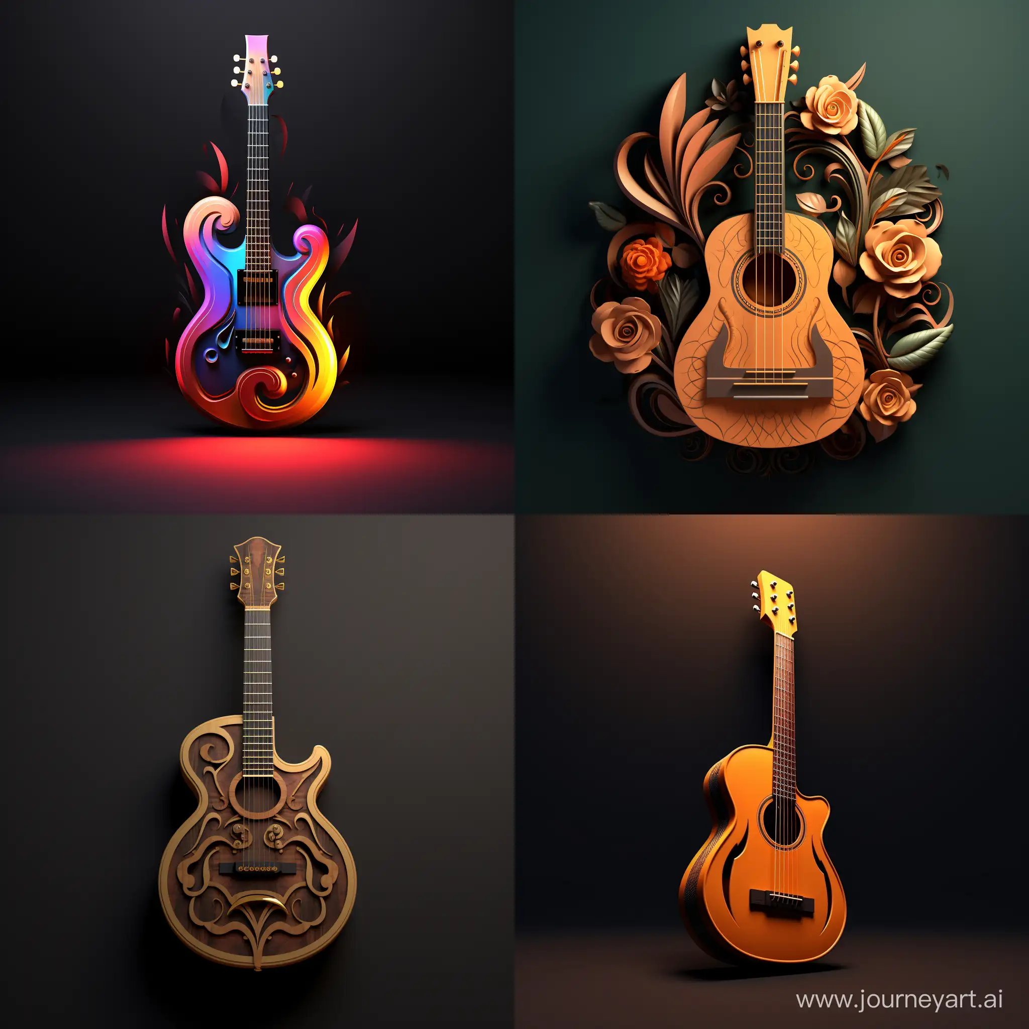 3D-Guitar-Lesson-Logo-with-Artistic-Flair