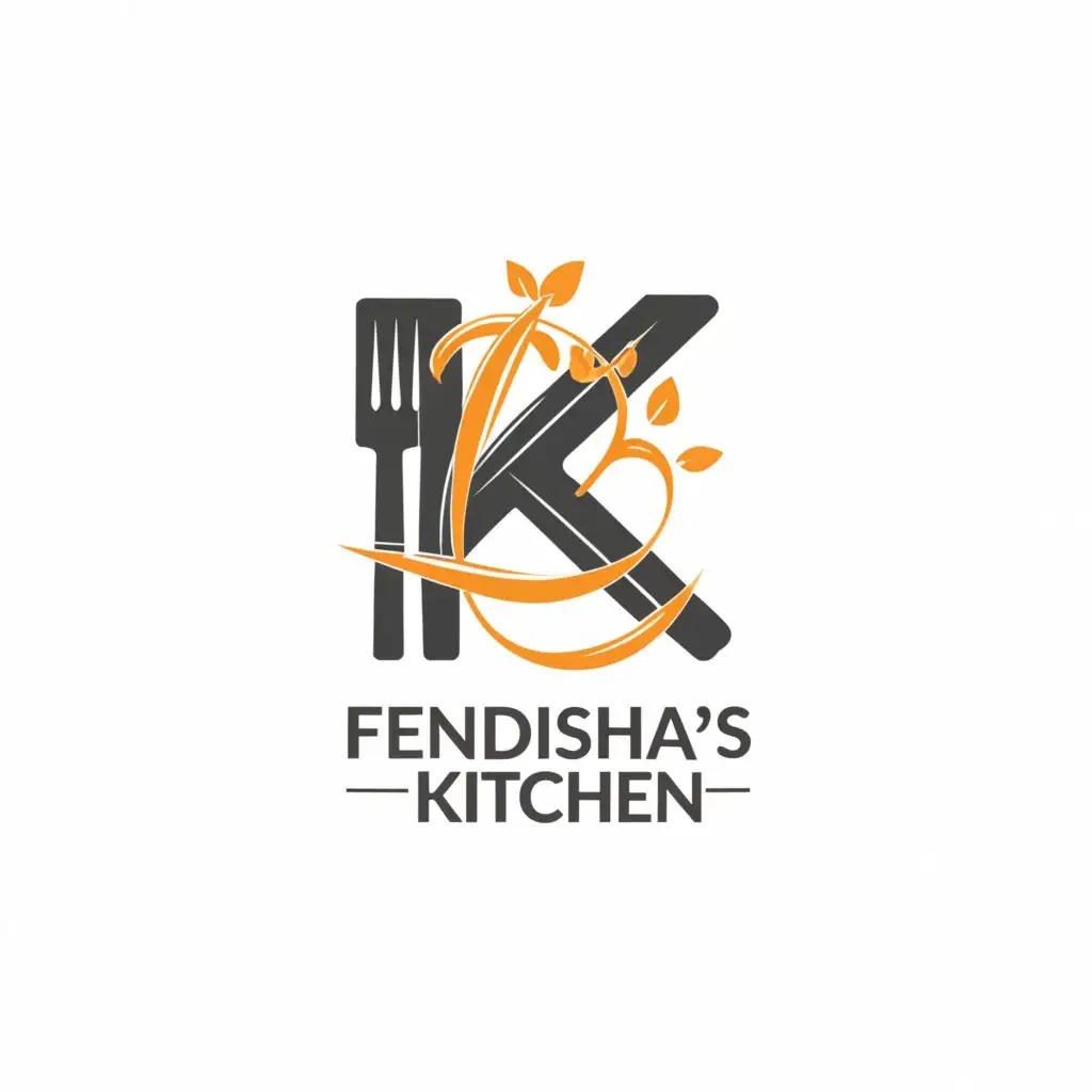 a logo design,with the text "Fendisha's Kitchen", main symbol:The Letters F And K,Moderate,be used in Restaurant industry,clear background