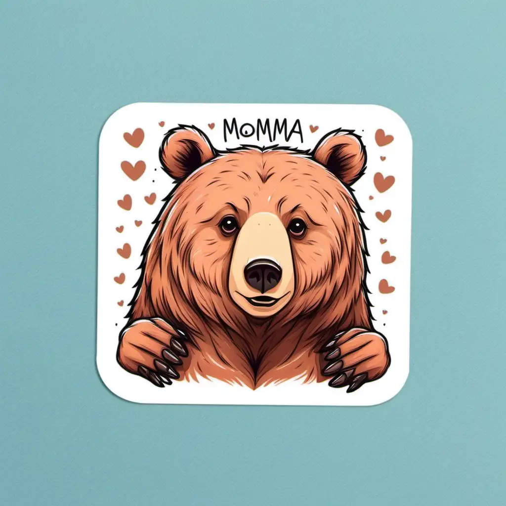 Adorable Momma Bear Stickers in Square Format