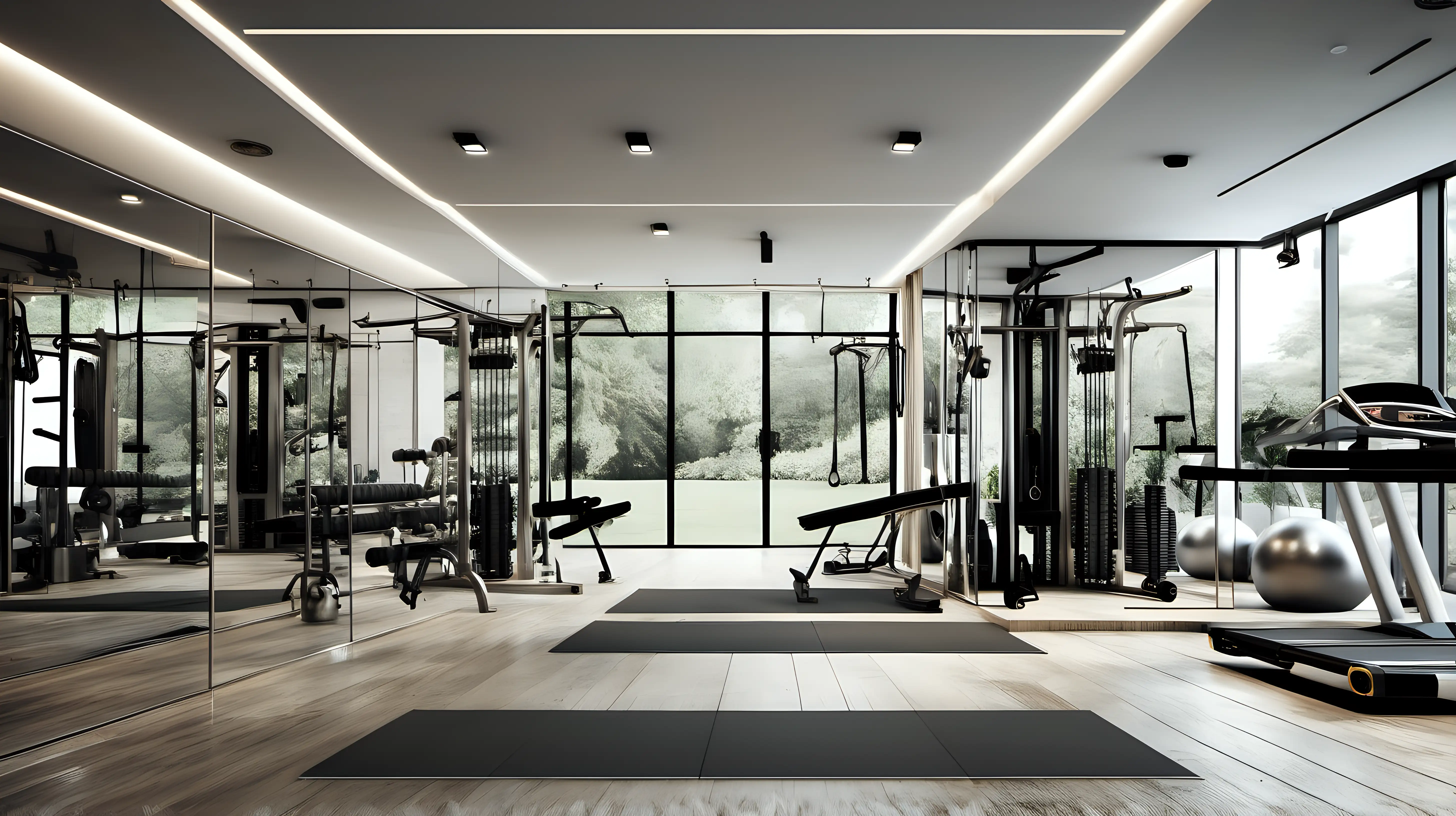 Luxurious Home Gym with Modern Equipment and Inspirational Ambiance
