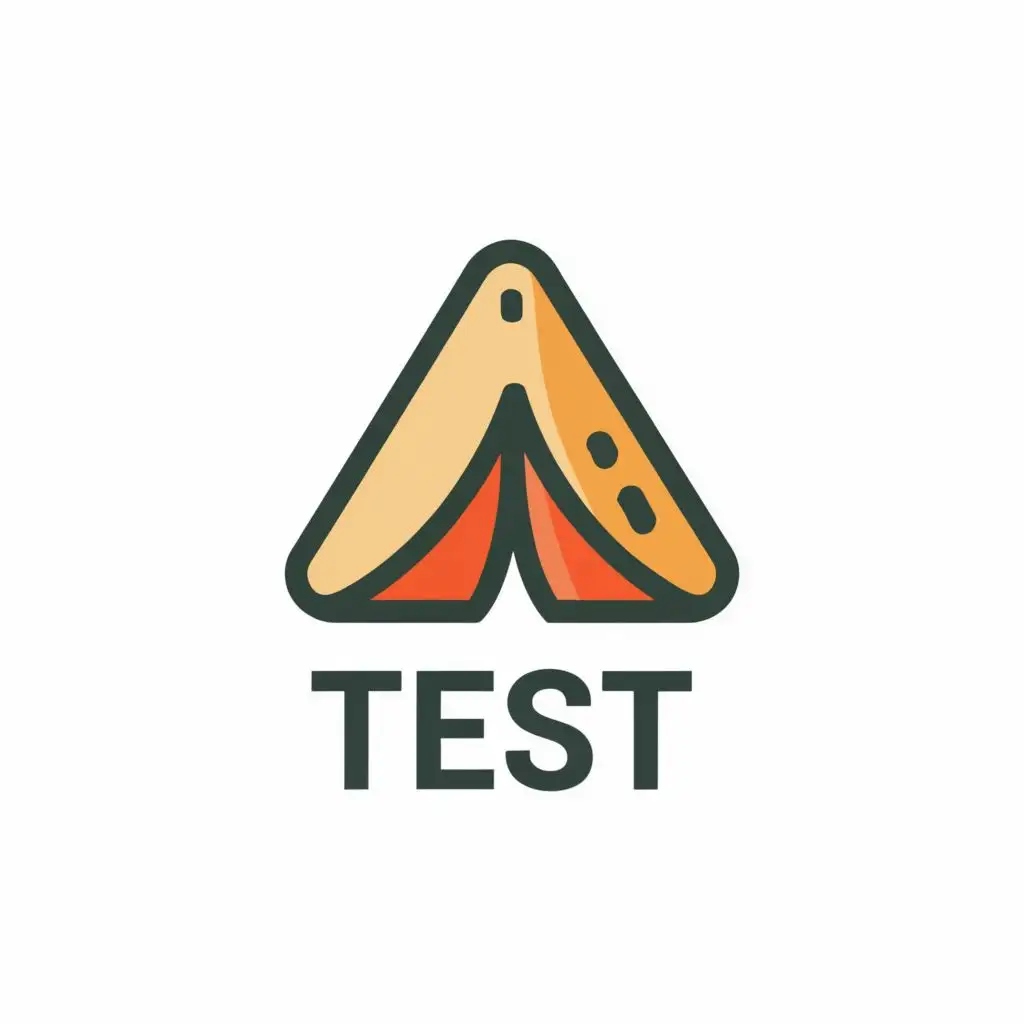 logo, logo A shape. with rounded corner similar to airbnb that looks like a camping tent or has a tent inside.
, with the text "test", typography, be used in Travel industry