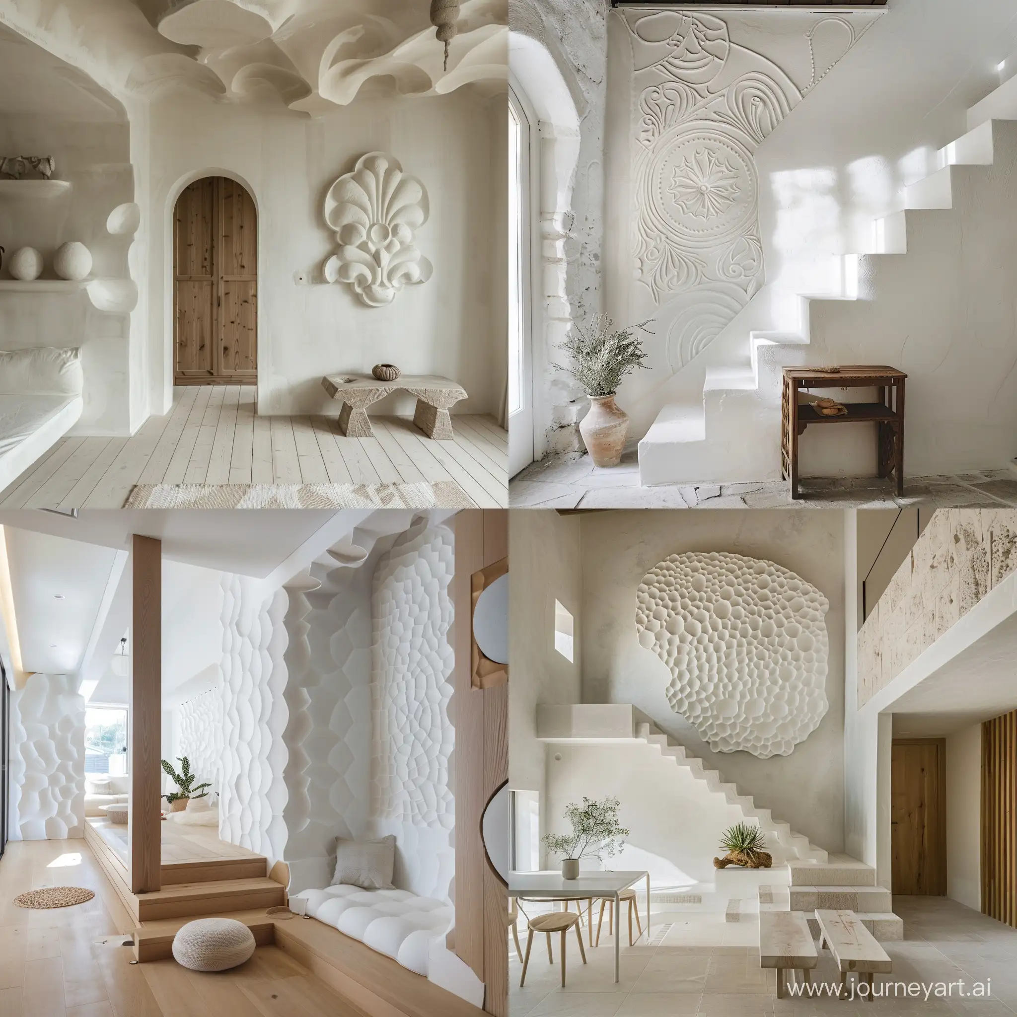 Marshmallow-House-with-White-Walls-and-Gypsum-Ornaments