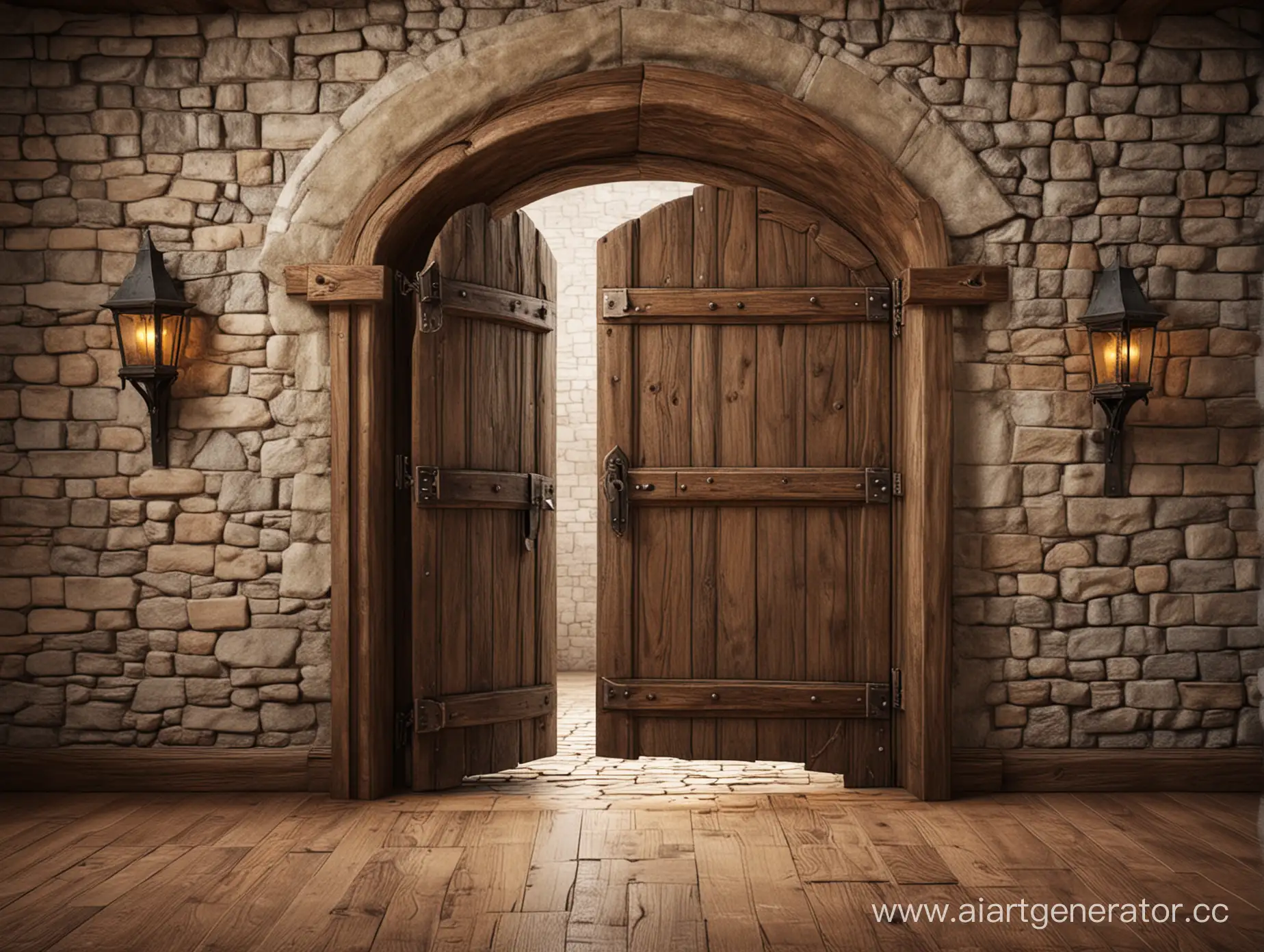 открытая дверь средневековье комната