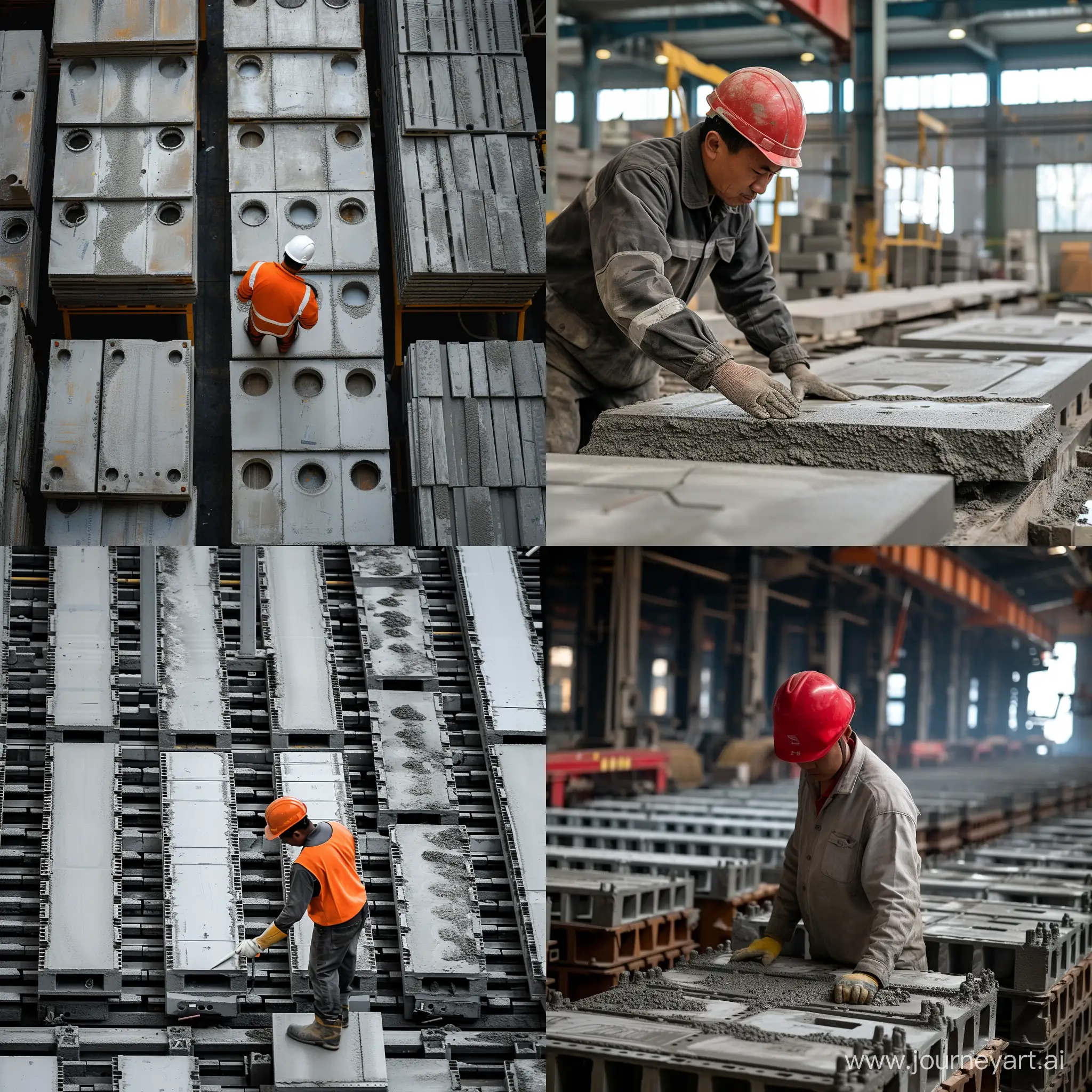 Skyscraper-Construction-Workers-Forming-Concrete-Slabs-at-Factory