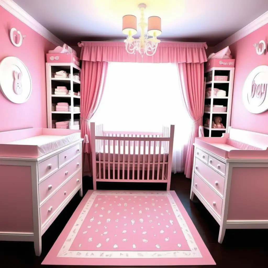 Sissy boys baby room with a massive crib and diaper changing table and sissy boy dresses