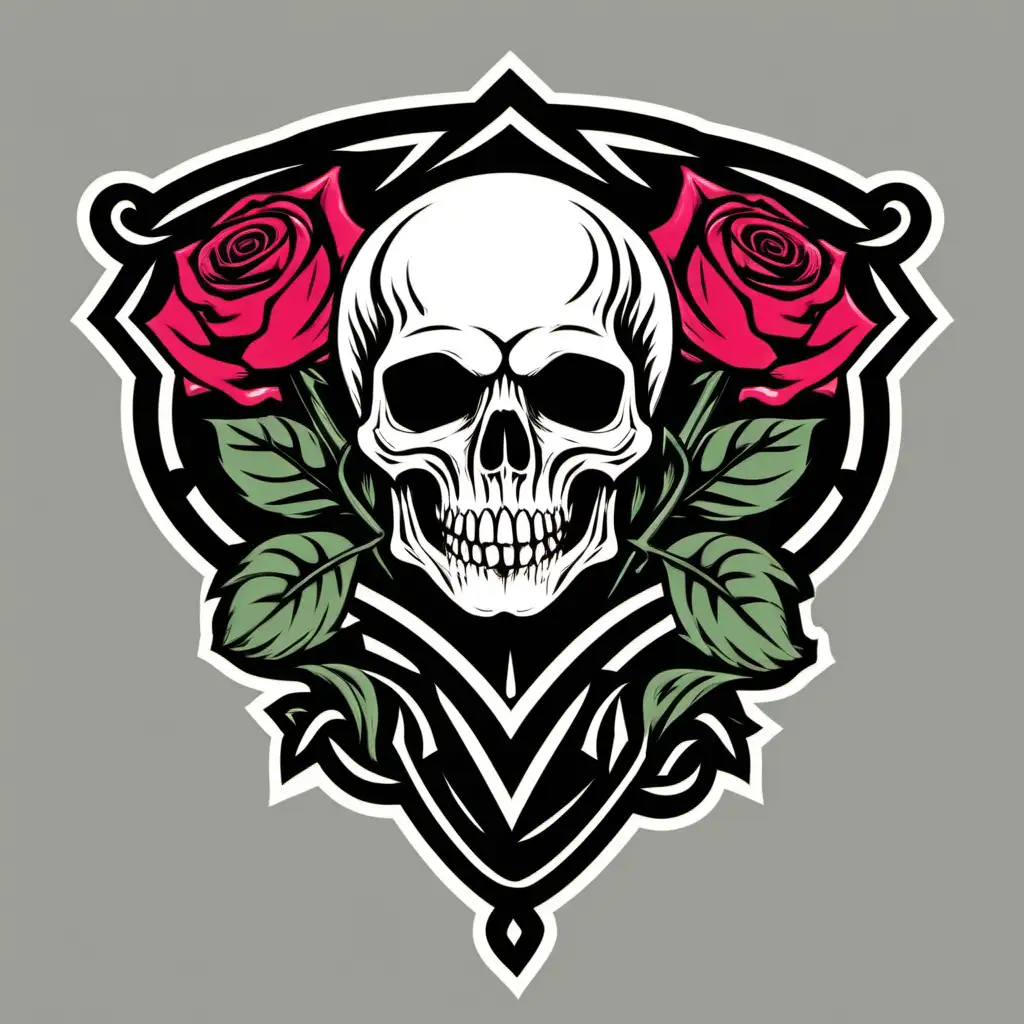 Vintage Skull and Rose Logo Clipart
