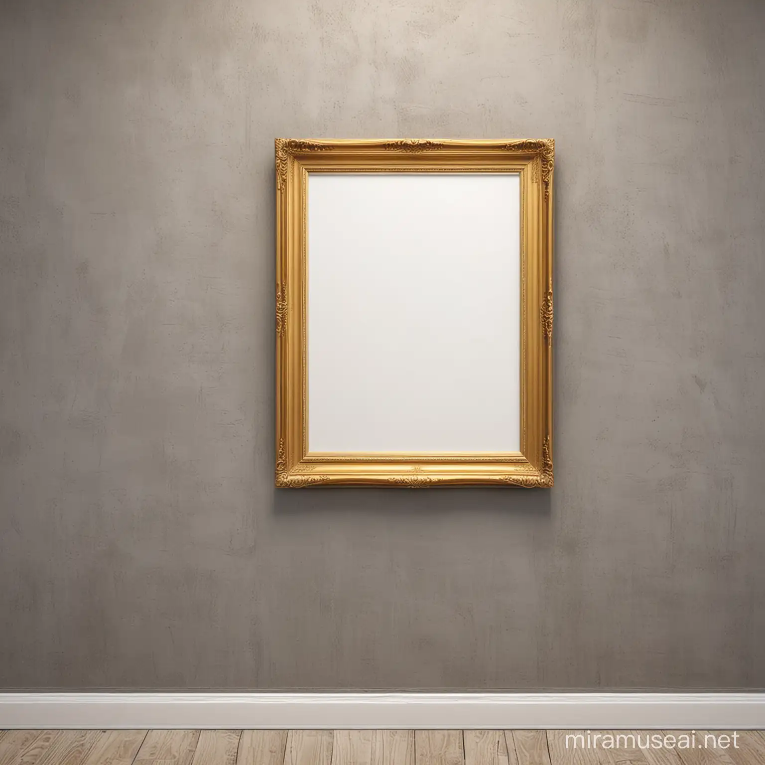 A blank Gold frame in a modern wall