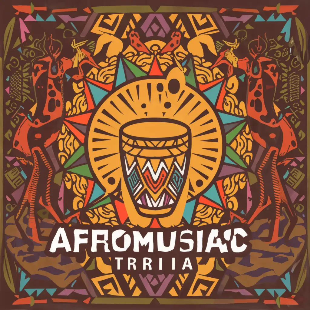 a logo design,with the text "AfroMusiac Trivia", main symbol:african music, safari , Ankara,complex,be used in Entertainment industry,clear background