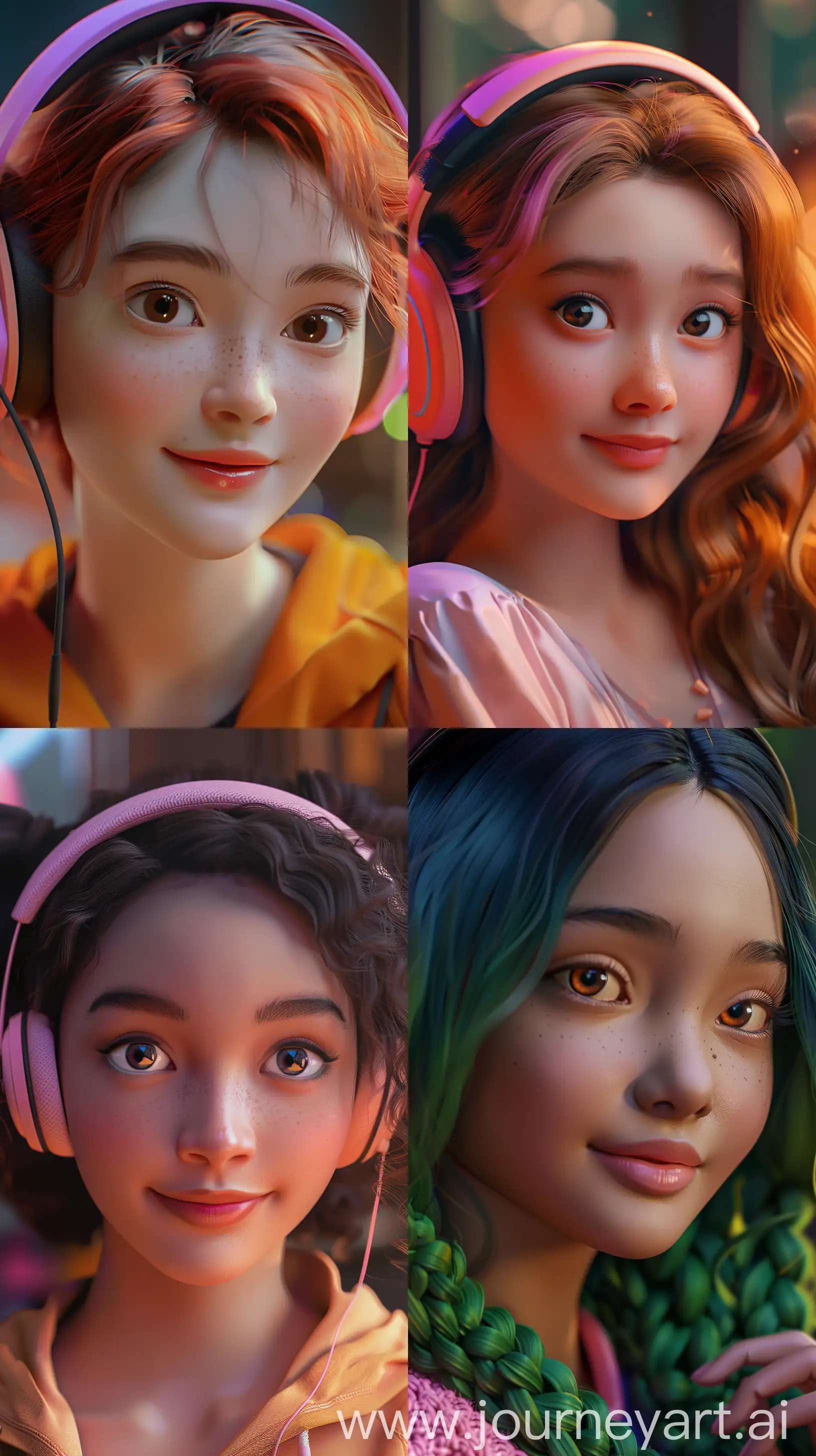 Happy-Family-Portrait-in-Disney-Pixar-Style-Smiling-Faces-in-Sharp-Focus-and-HyperRealistic-Detail