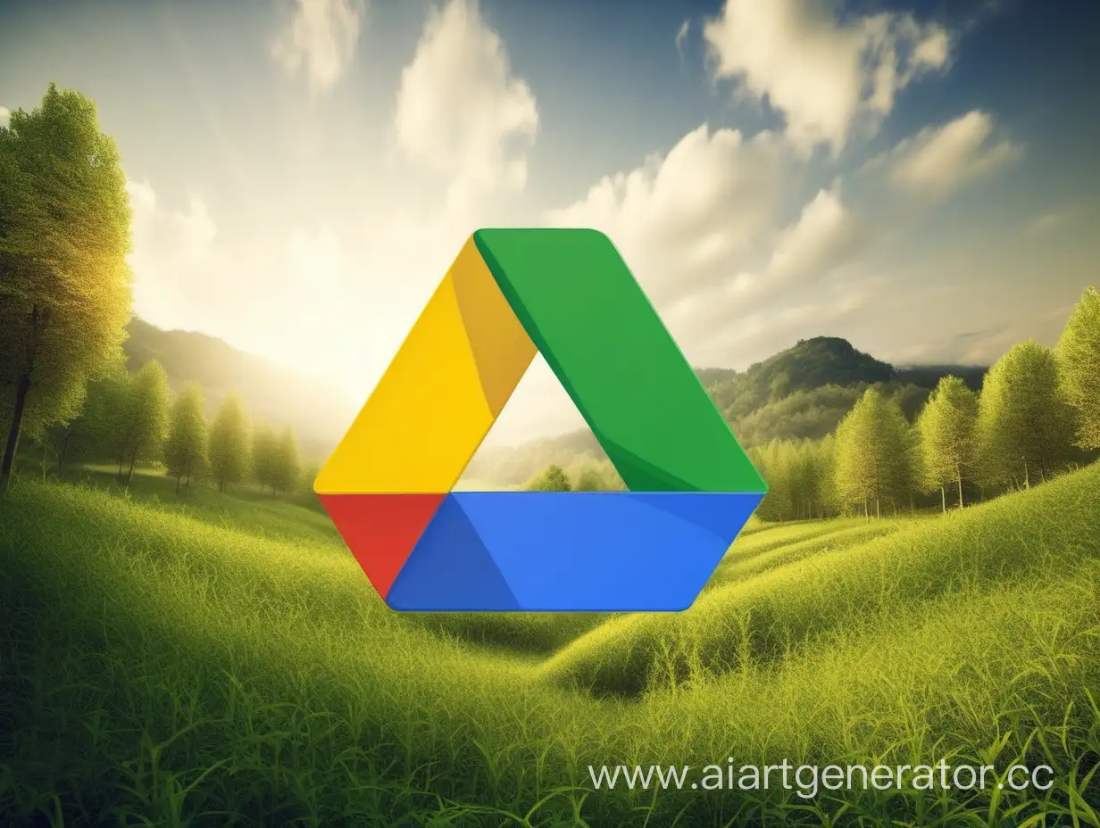 Google-Drive-Logo-in-Nature-Vibrant-Landscape-with-Iconic-Branding