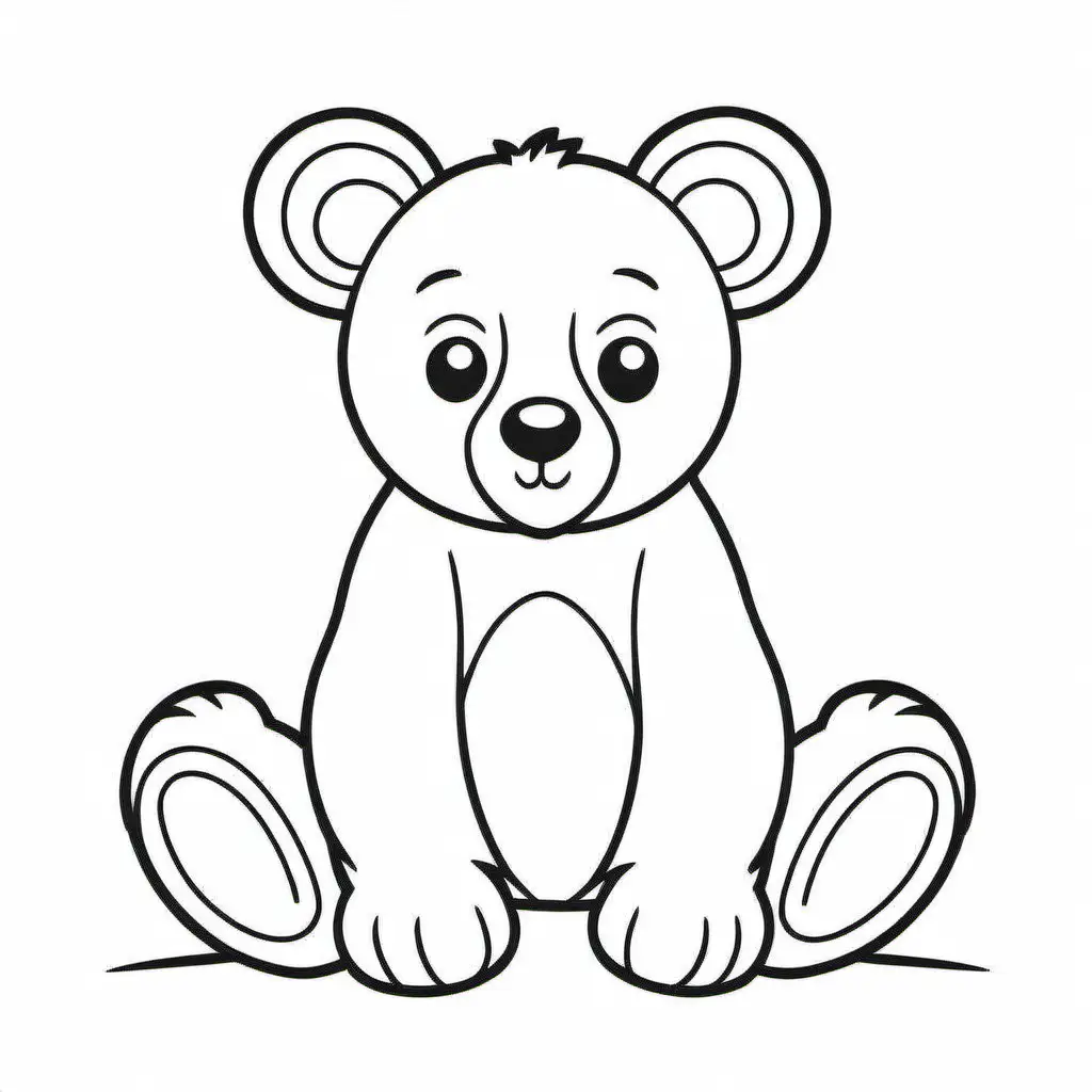 Adorable Bear Coloring Page for Kids Simple and Easy Printable Activity