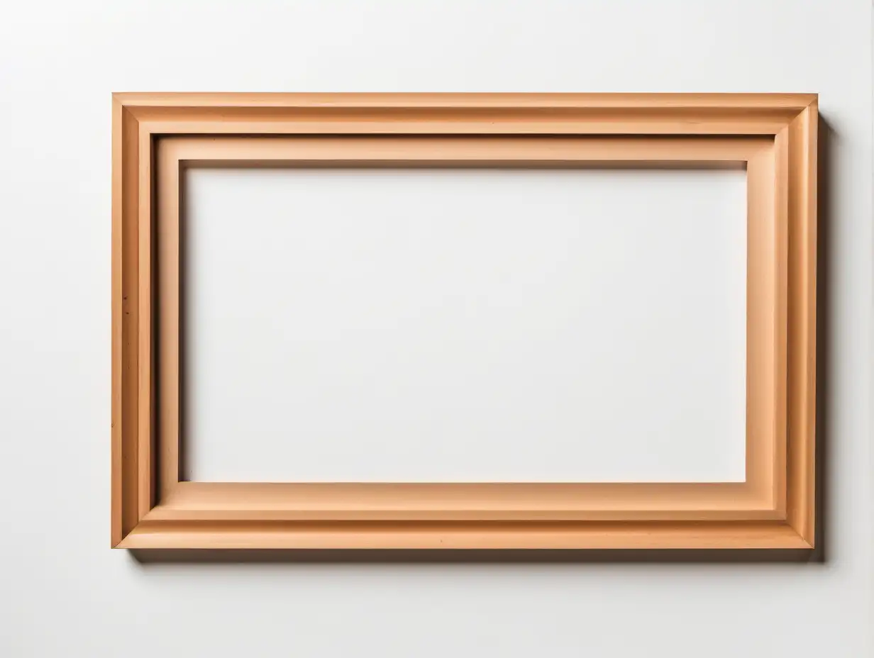 Minimalistic Wooden Picture Frame on White Background