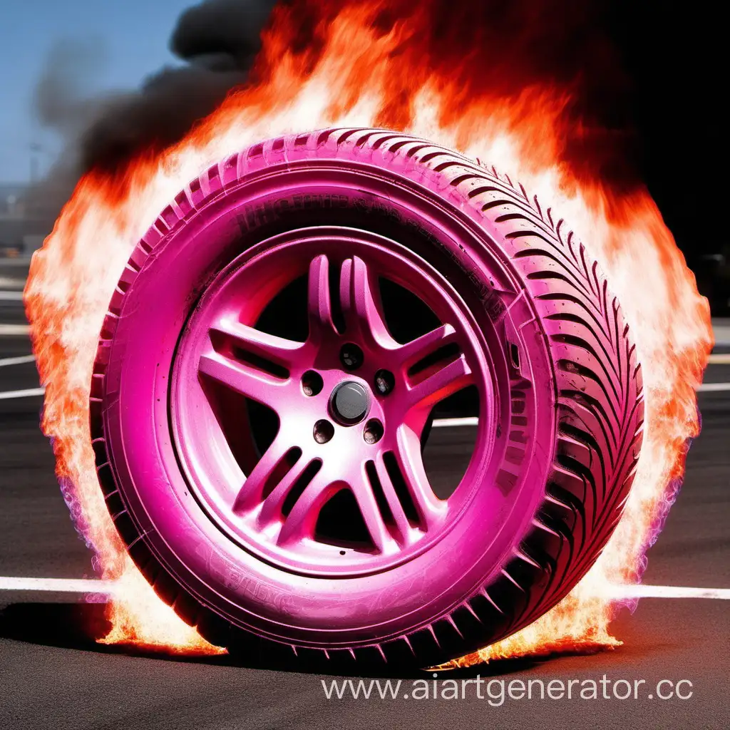 Vibrant-Pink-Burning-Tire-in-Dynamic-Motion