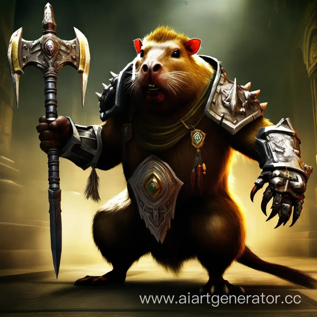 A hybrid of "capybara" and "undead" from the warcraft game. Combat appearance, terrifying and alarming