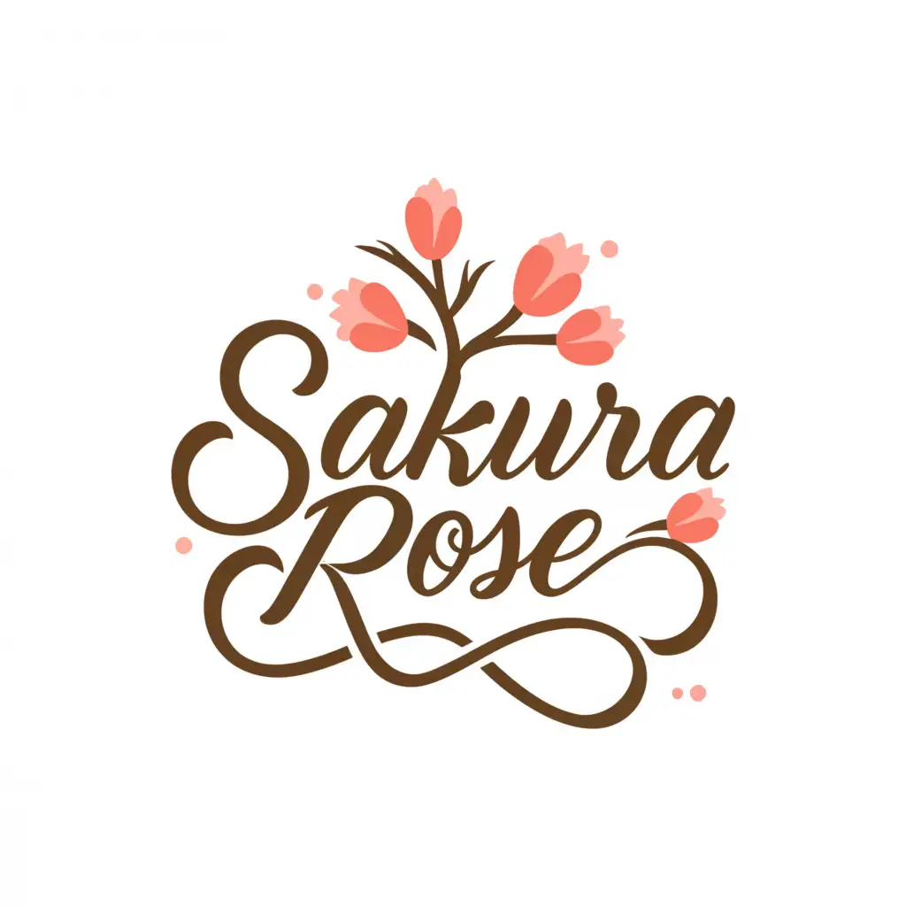 a logo design,with the text "Sakura Rose", main symbol:Cherry Blossoms, Roses,Moderate,be used in Internet industry,clear background