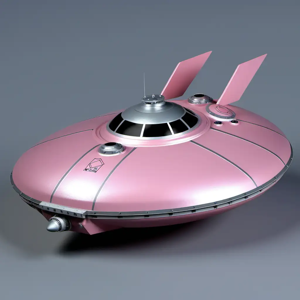 VZ9AV Avrocar Pink Flying Saucer in Futuristic Flight