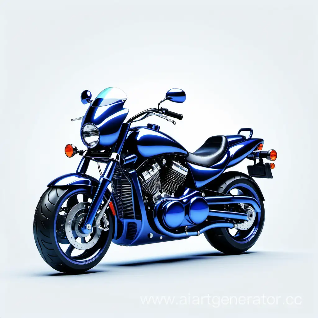 Sleek-Dark-Blue-Motorcycle-on-Clean-White-Background