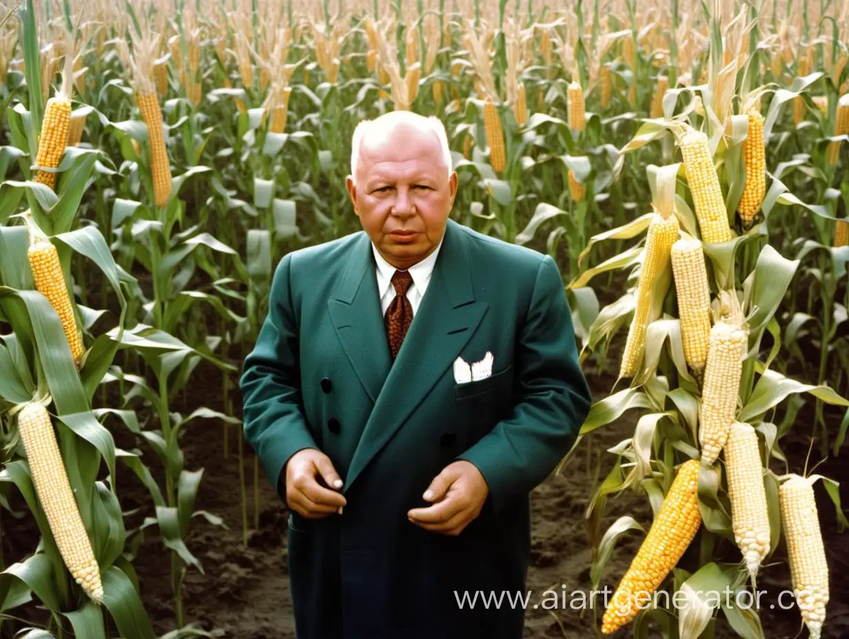 Khrushchev surrounded by corn