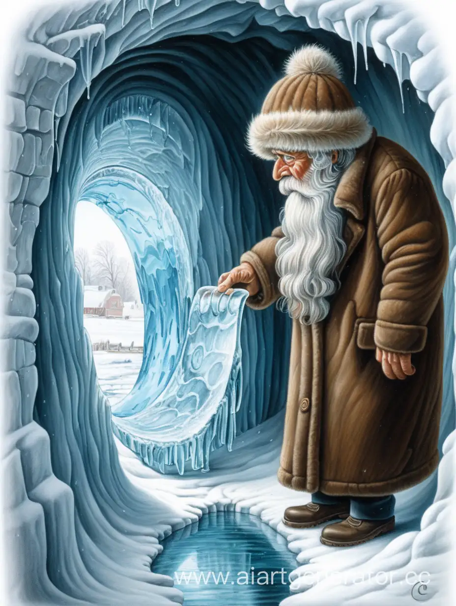 Elderly-Man-in-Cozy-Hat-Peering-into-Ice-Hole