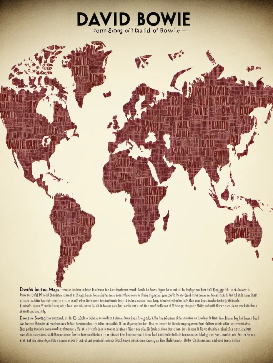 Ένας παγκόσμιος χάρτης με τη μορφή και τα τραγούδια του David Bowie 
