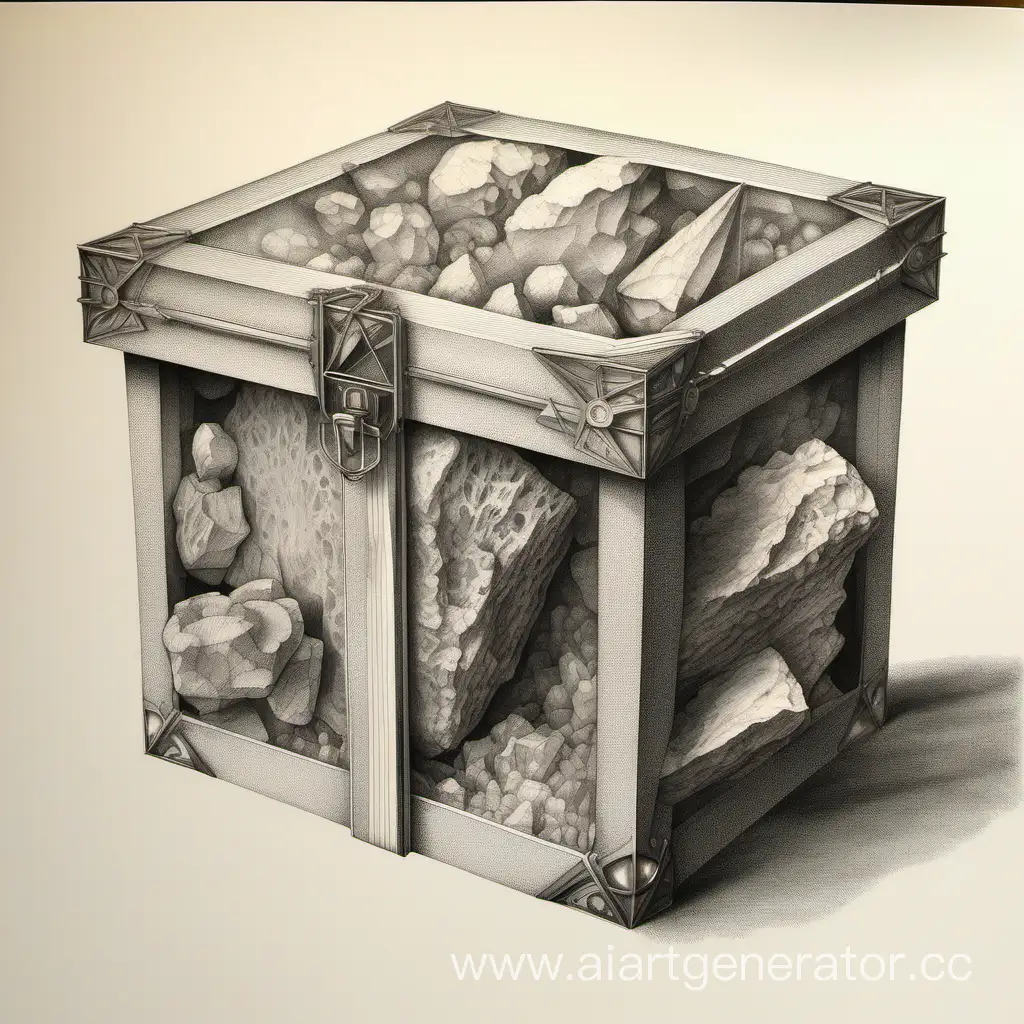 Impressive-Pencil-Drawing-of-Enormous-Mineral-Box-Side-View