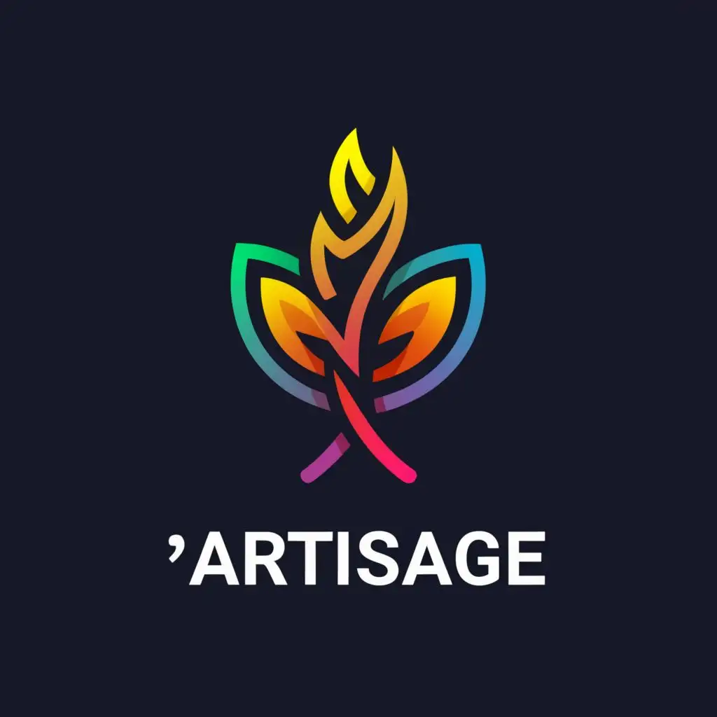 a logo design, with the text "artisage", main symbol: leaf, fire, complex, be used in Entertainment industry, clear background