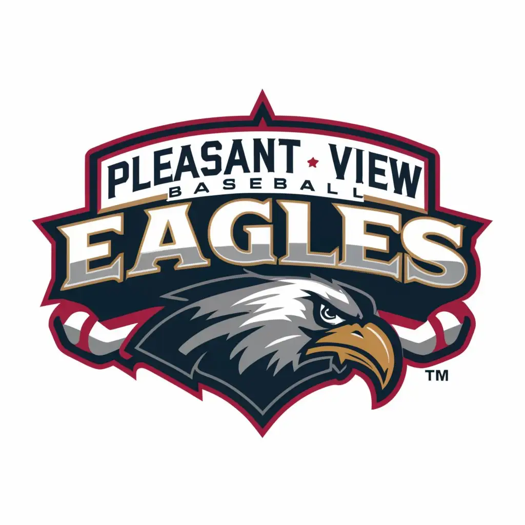 LOGO-Design-for-Pleasant-View-Eagles-Baseball-Bold-Typography-and-Iconic-Ball-Emblem-with-a-Touch-of-Nature