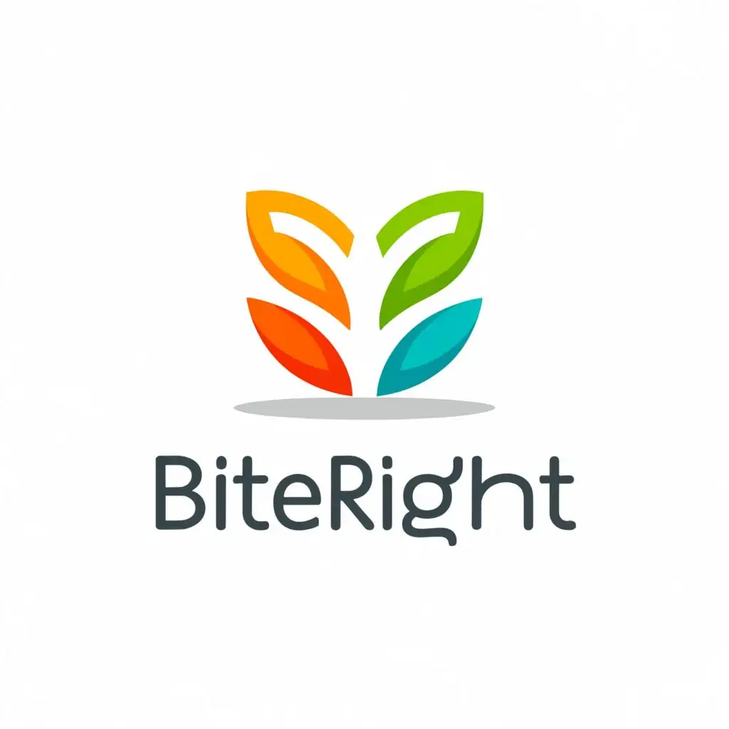 a logo design,with the text "BiteRight", main symbol:healthy food,Minimalistic,be used in Fitness industry,clear background, no shadow in the logo, flat logo