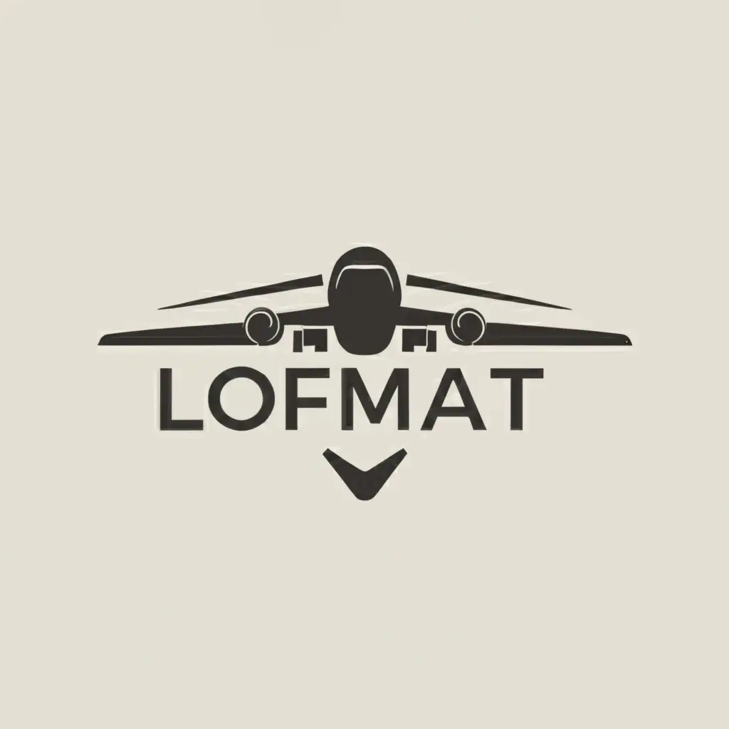 a logo design,with the text "LOFMAT", main symbol:Airplane,Moderate,clear background