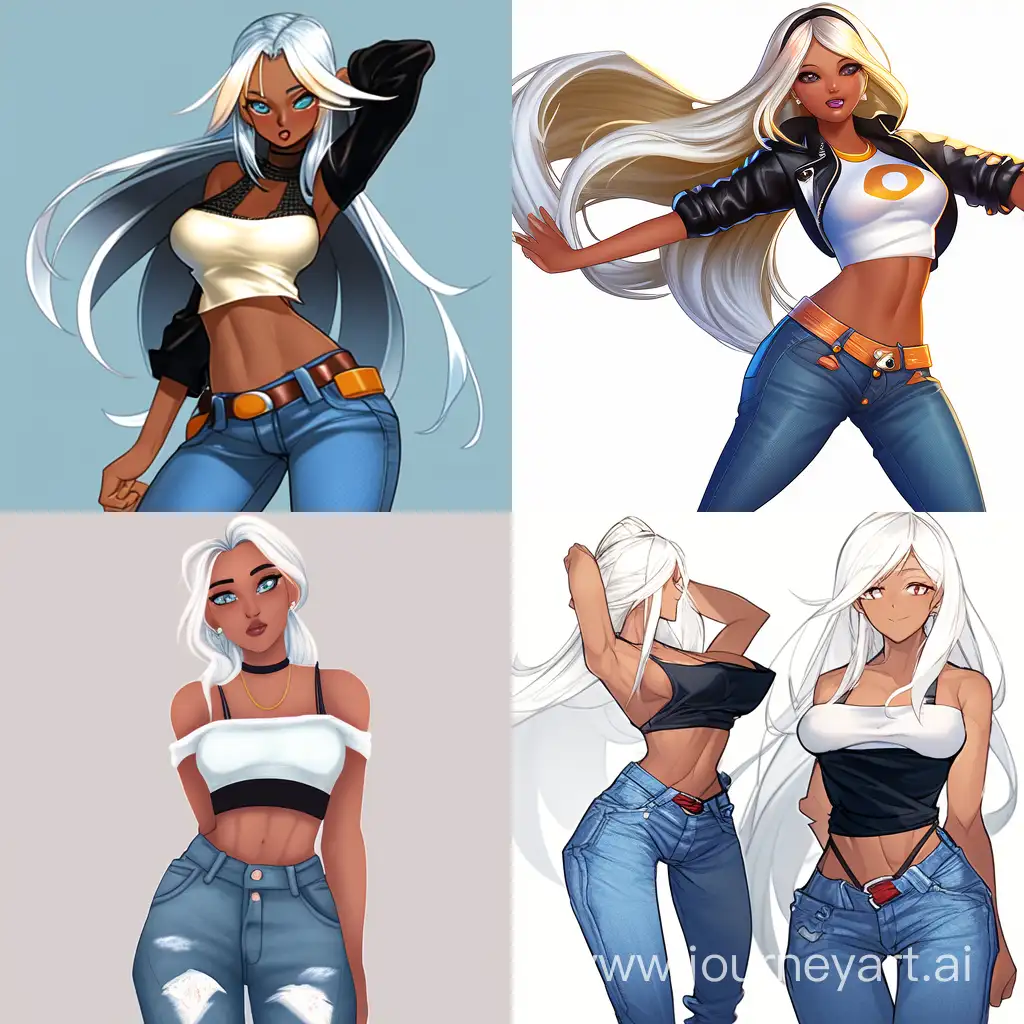 Ororo-Wearing-Tight-Jeans-and-Midriff-Top-with-Colorful-Background