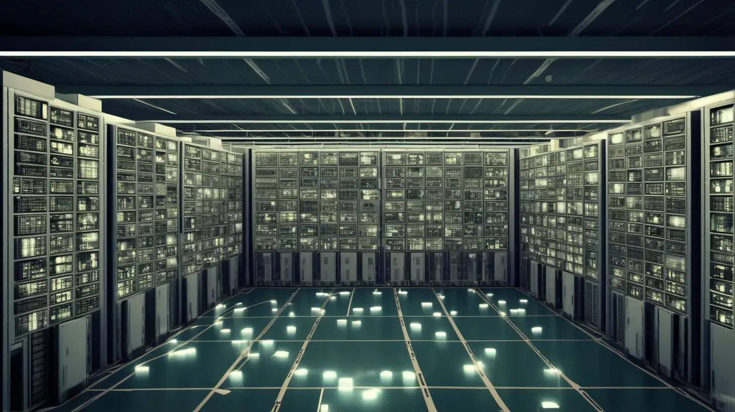 Futuristic Virtual Reality Time Machine in Server Room