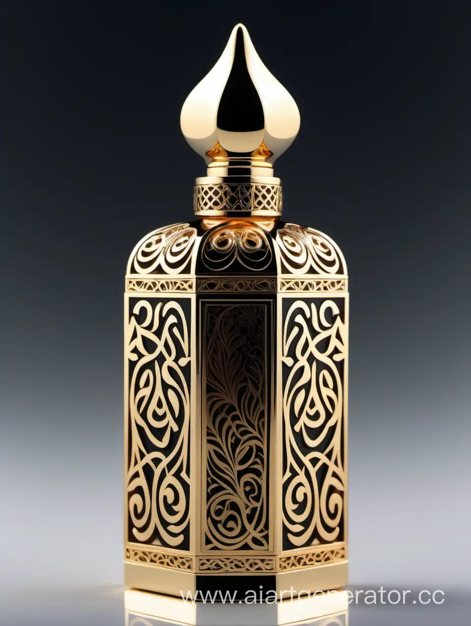 Luxury Perfume decorative with Arabic calligraphic ornamental long double height cap