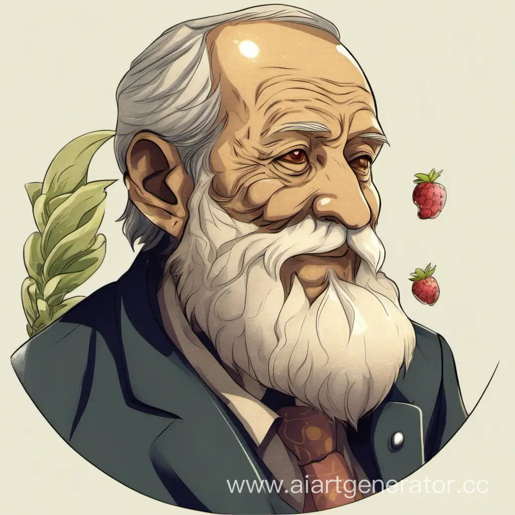 an old grandfather whose beard is a fruits


