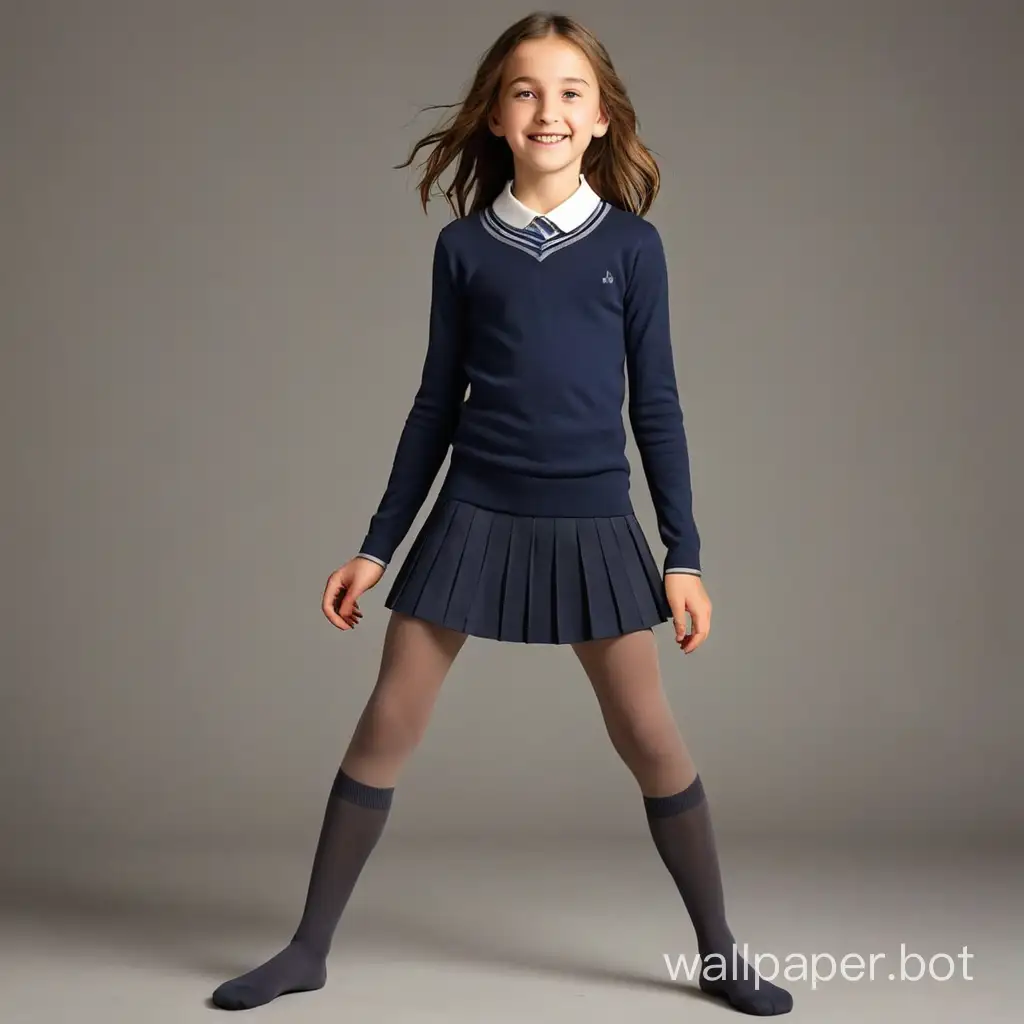 A 10-year-old girl in a school tights advertisement