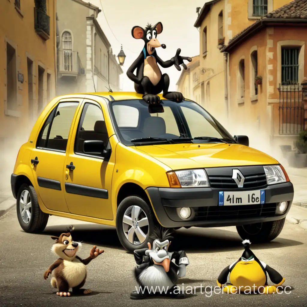 Playful-Cats-Exploring-a-Colorful-Renault-Logan
