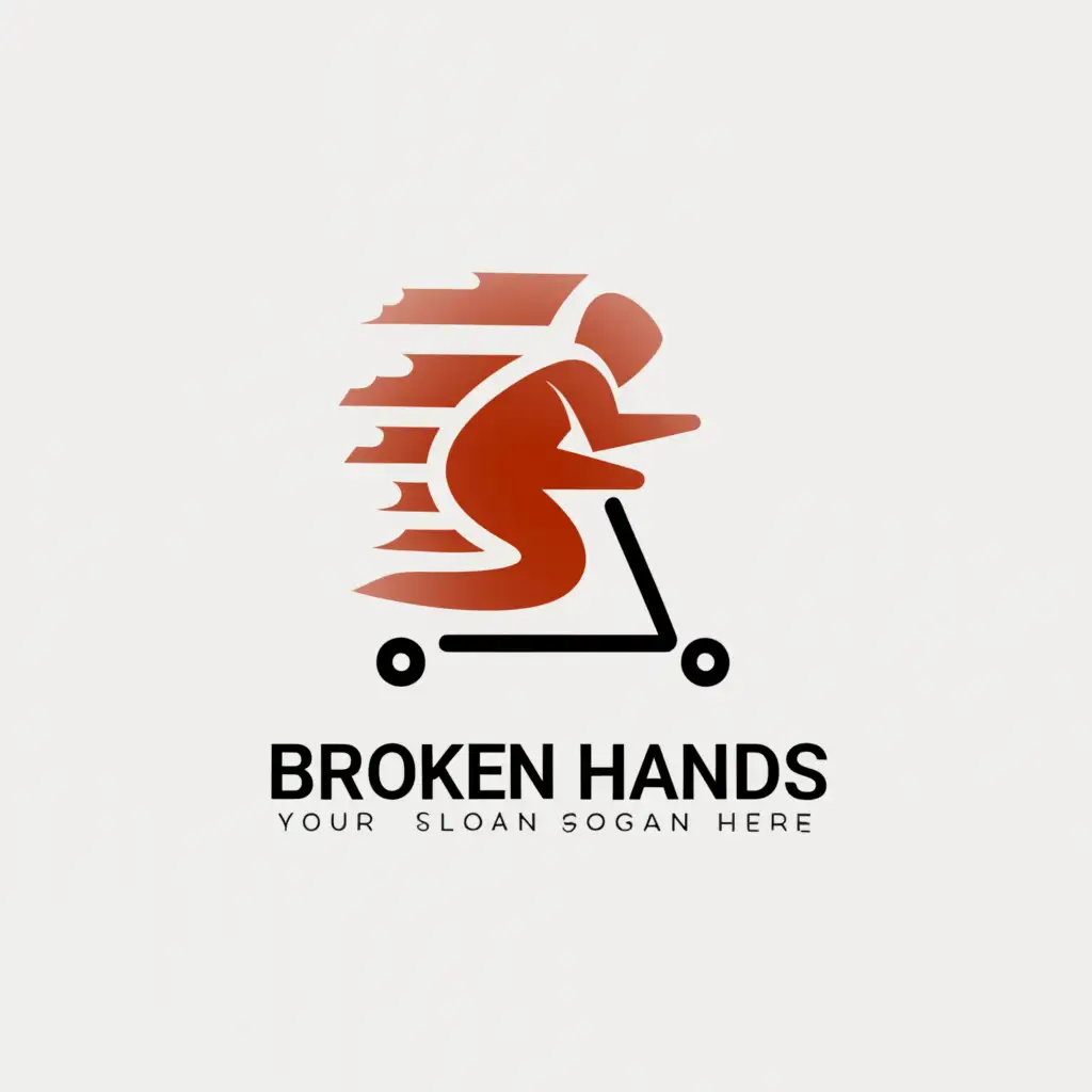 a logo design,with the text "Broken hands", main symbol:Scooter from a backpack,Умеренный,be used in Спорт и фитнес industry,clear background