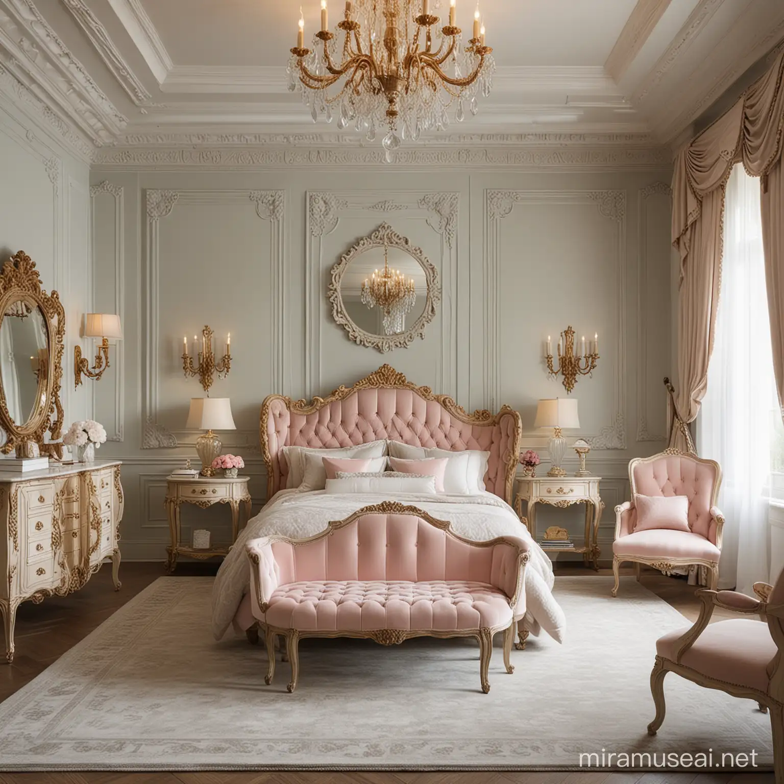Luxurious French Baroque Bedroom with Modern Twist Opulent Living in 400 sq ft Space