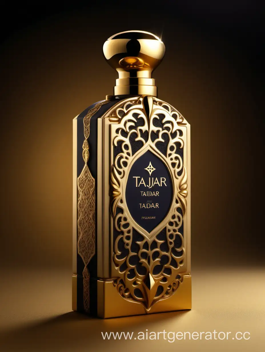 Luxurious-TAJDAR-Perfume-Box-Elegant-Gold-and-Royal-Black-Packaging