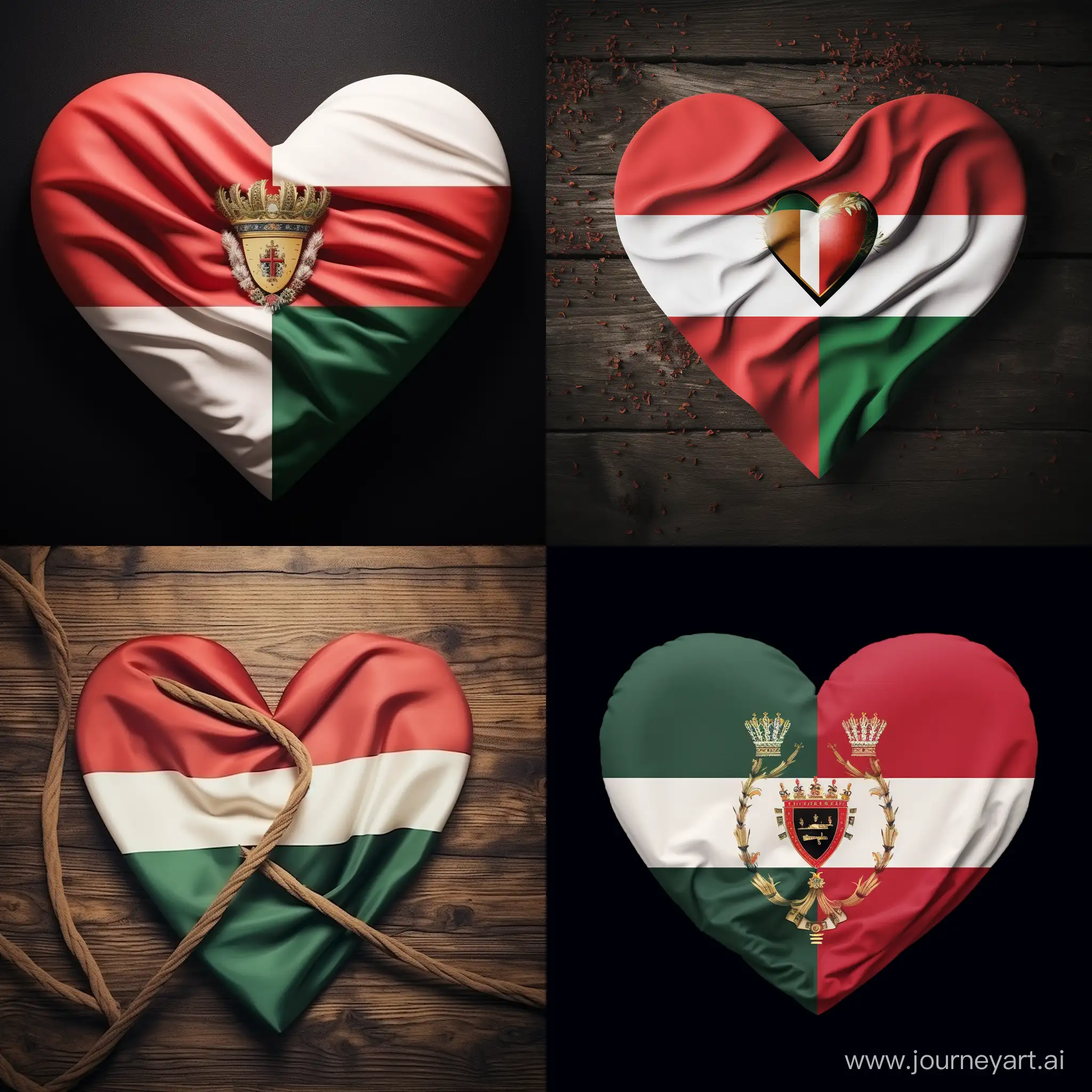 austro-hungarian kingdom flag and italian kingdom flag tied in heart shape