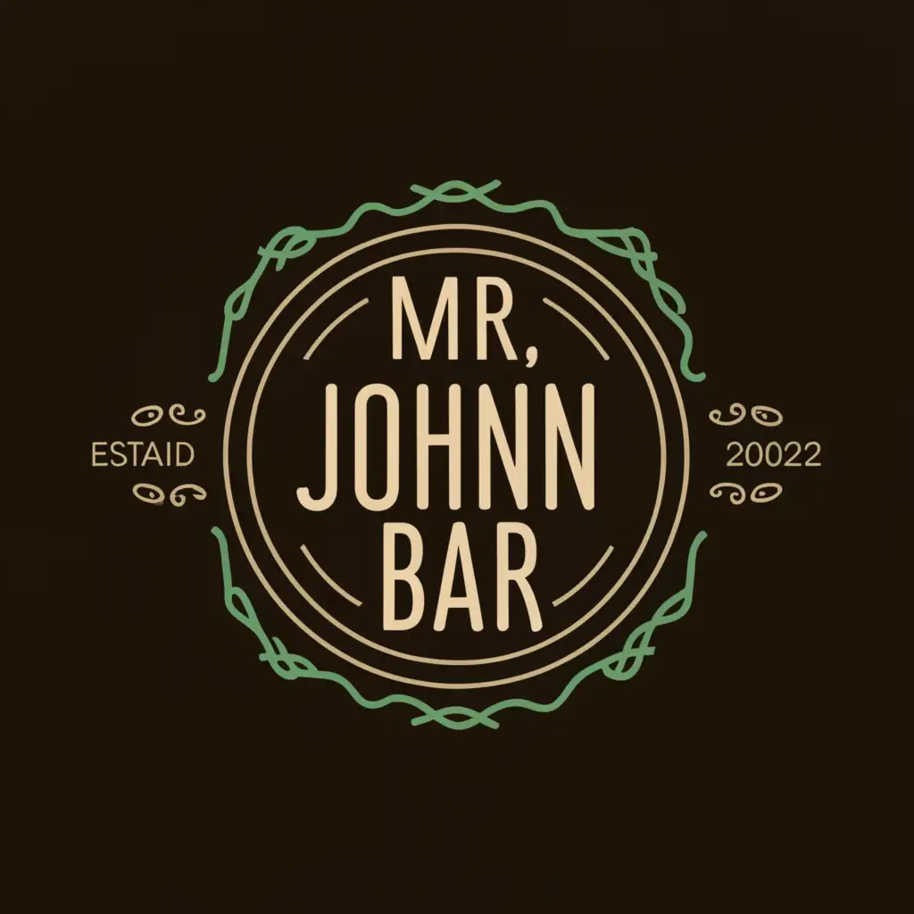 a logo design,with the text "MR JOHNN BAR", main symbol:Circle, line,Moderate,be used in Restaurant industry,clear background